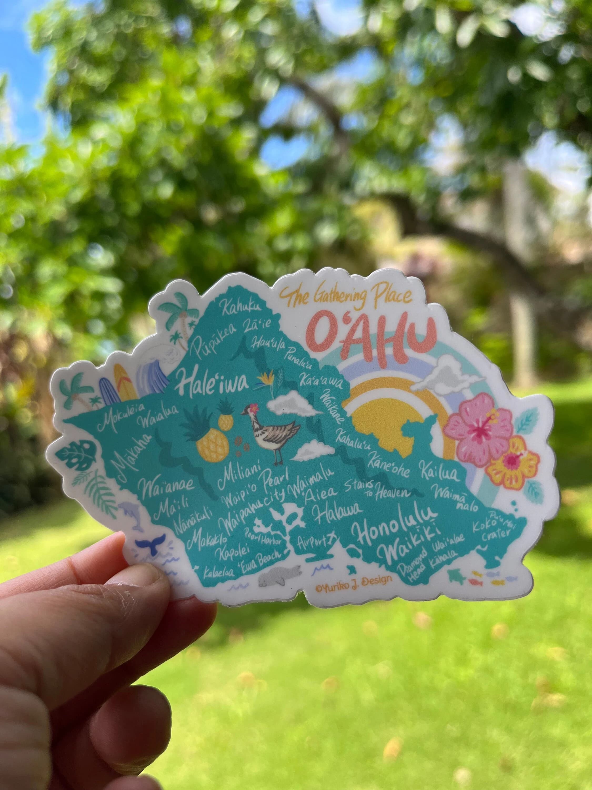 Kawaii Oahu Map Sticker - Hawaii - image 3