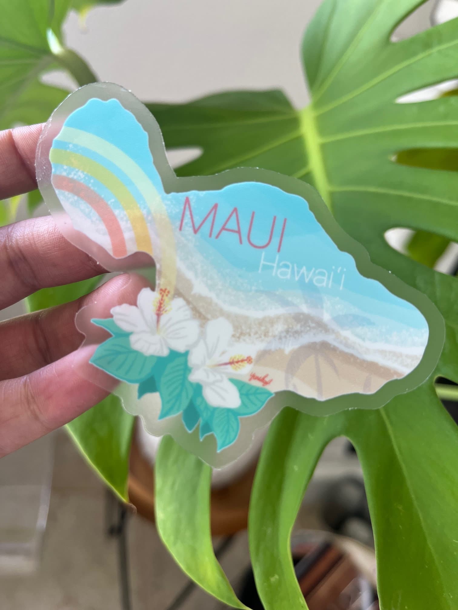 Maui Map Clear Sticker - HAWAII