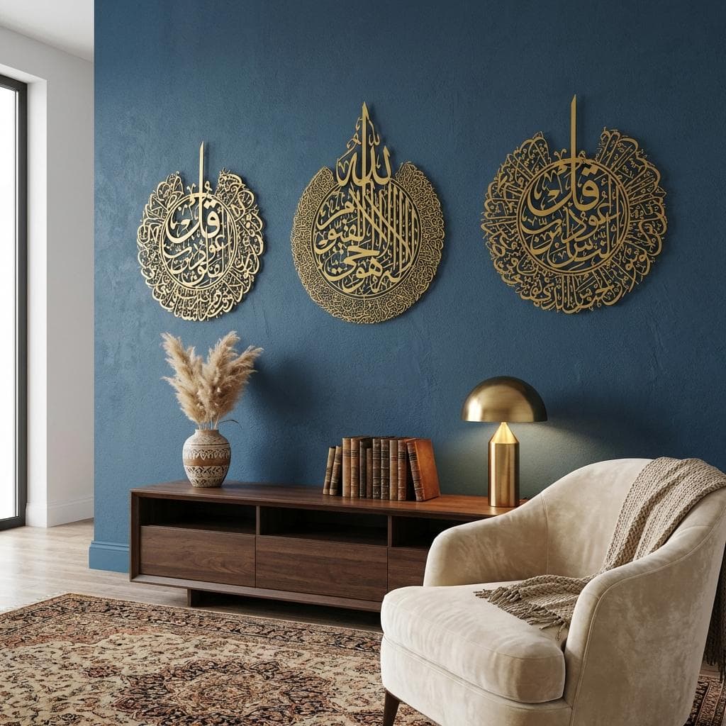 Ayatul Kursi, Nas, Falaq Metal Islamic Wall Art Set of 3 | Arabic Calligraphy | Muslim Home Decor | Islamic Gift | 3 Piece Quran Verses - image 2