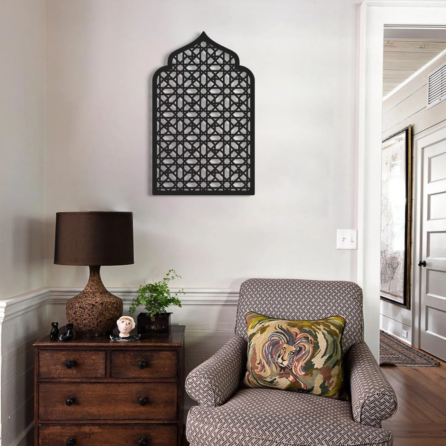 Mihrab Shaped Metal Wall Art, Moroccan Wall Decor, Arabic Wall Art, Geometric Arch Panel, Islamic Gift, Muslim Home Decor - image 2