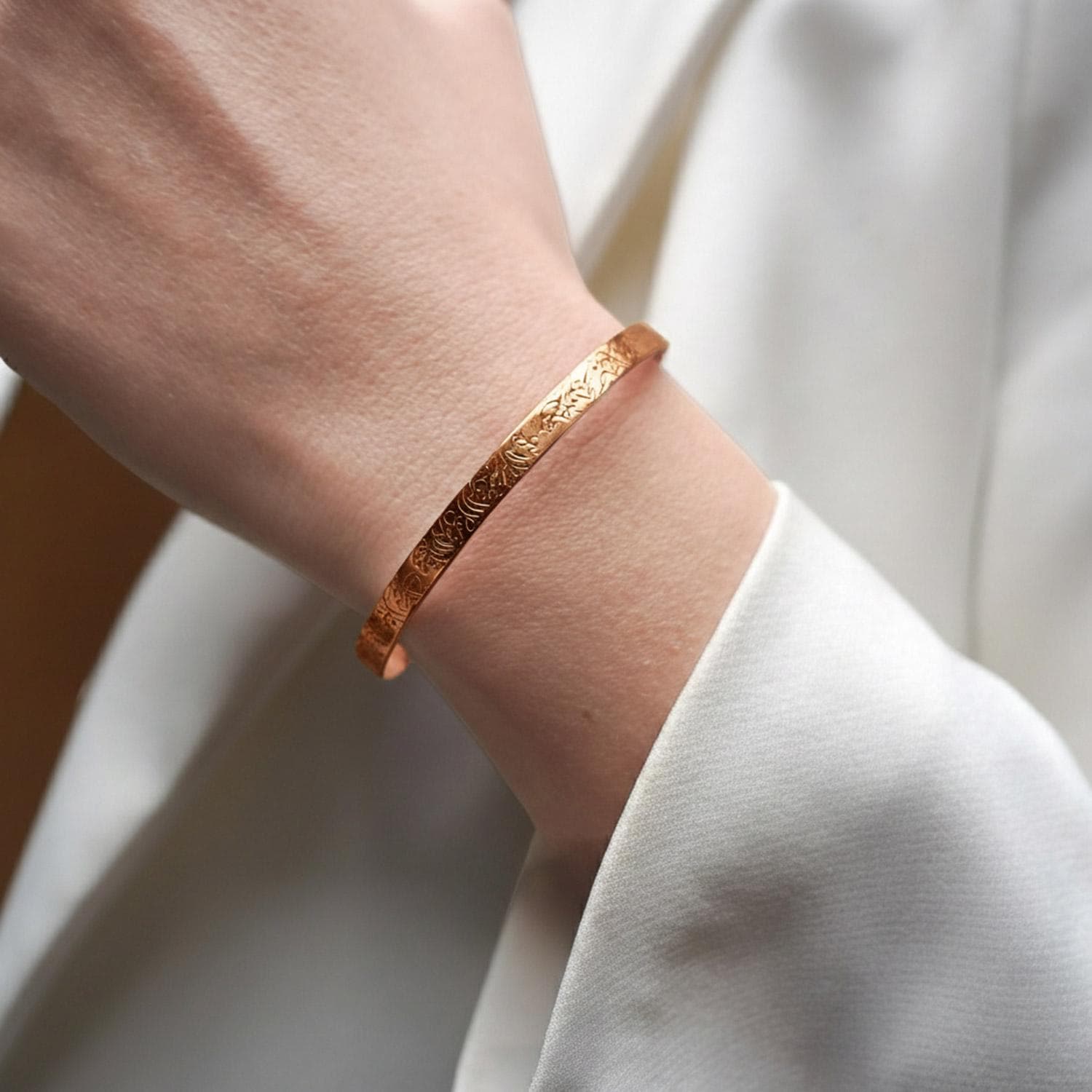 Ayatul Kursi Written Silver Cuff Bracelet, Gold Color 925 Sterling Silver, Islamic and Arabic Jewelry, Muslim Gifts, Ramadan & Eid Gifts