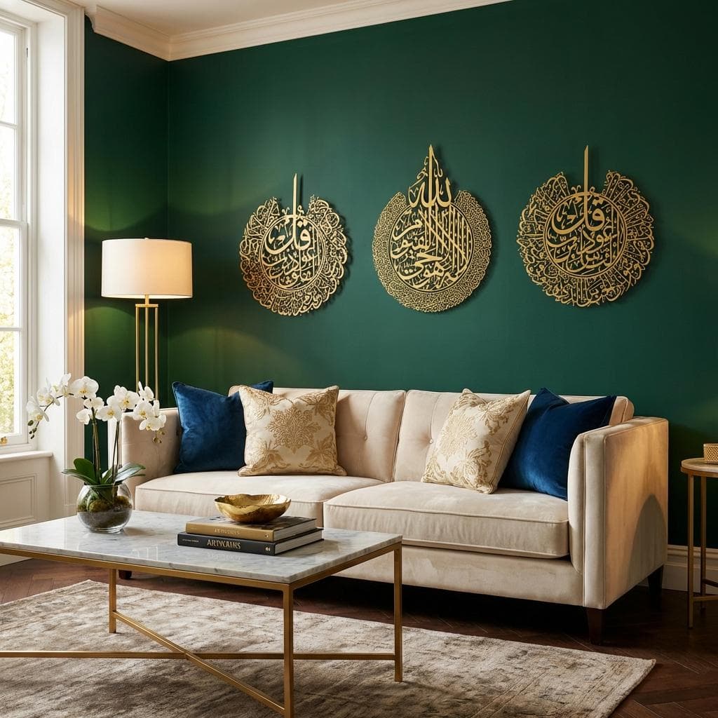 Ayatul Kursi, Nas, Falaq Metal Islamic Wall Art Set of 3 | Arabic Calligraphy | Muslim Home Decor | Islamic Gift | 3 Piece Quran Verses - image 3