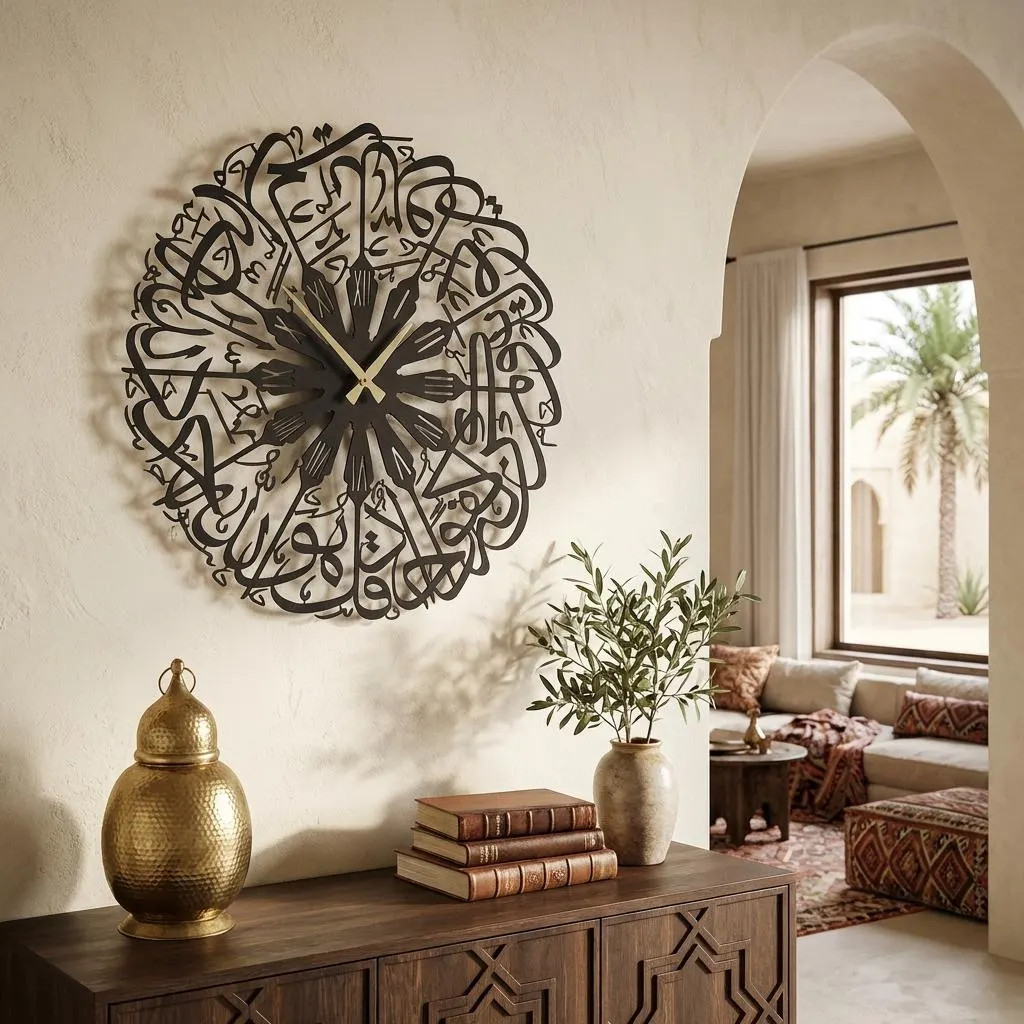 Surah Ikhlas Metal Islamic Wall Clock, Silent Muslim Wall Clock, Arabic Calligraphy, Islamic Home Decor, Islamic Gifts, Eid Mubarak