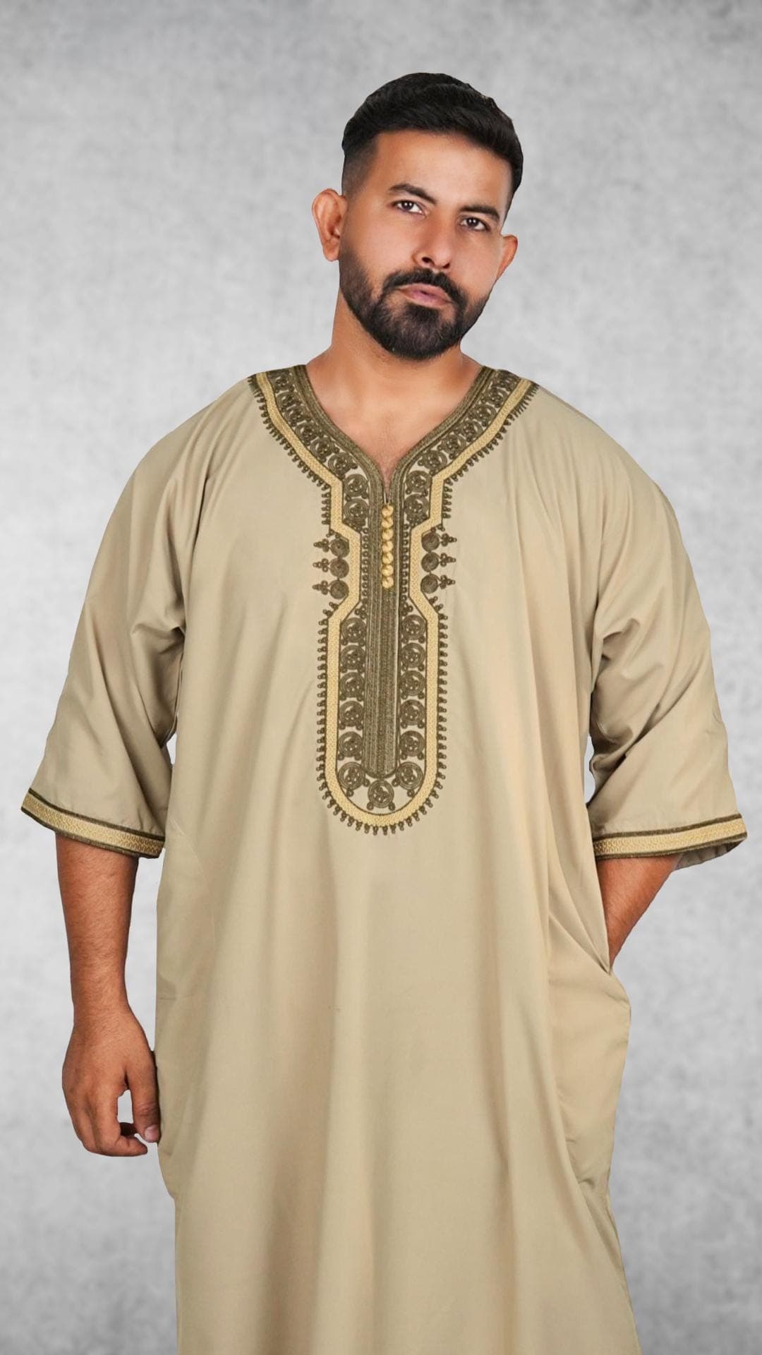 Men's Moroccan Thobe Djellaba, Full Sleeves, Kaftan Style