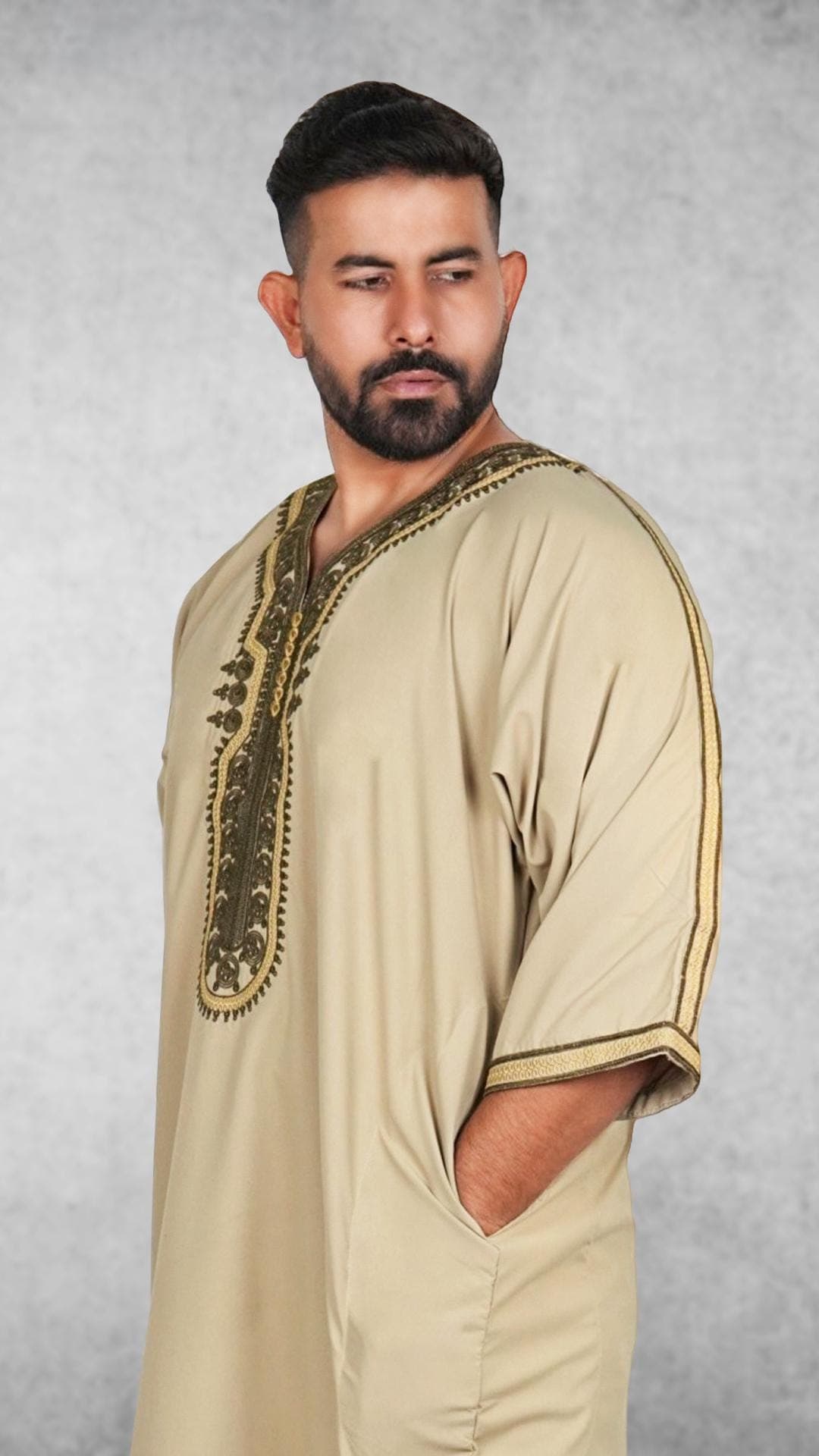 Men's Moroccan Thobe Djellaba, Full Sleeves, Kaftan Style - image 5