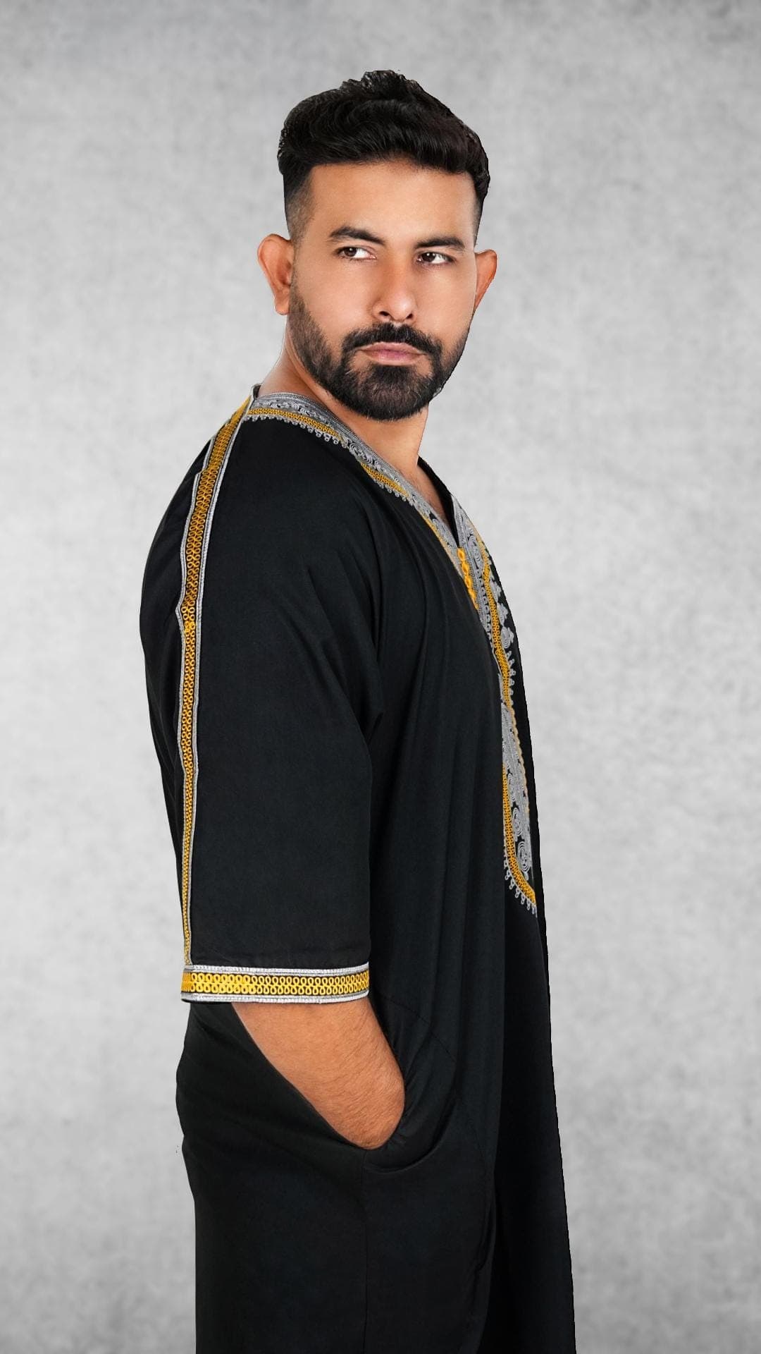 Men's Embroidered Moroccan Thobe, Jalaba Kaftan Style - image 3
