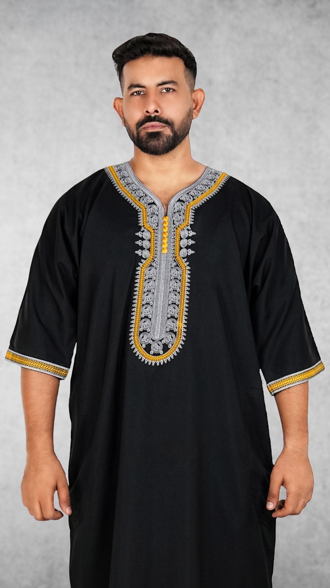 Men's Embroidered Moroccan Thobe, Jalaba Kaftan Style