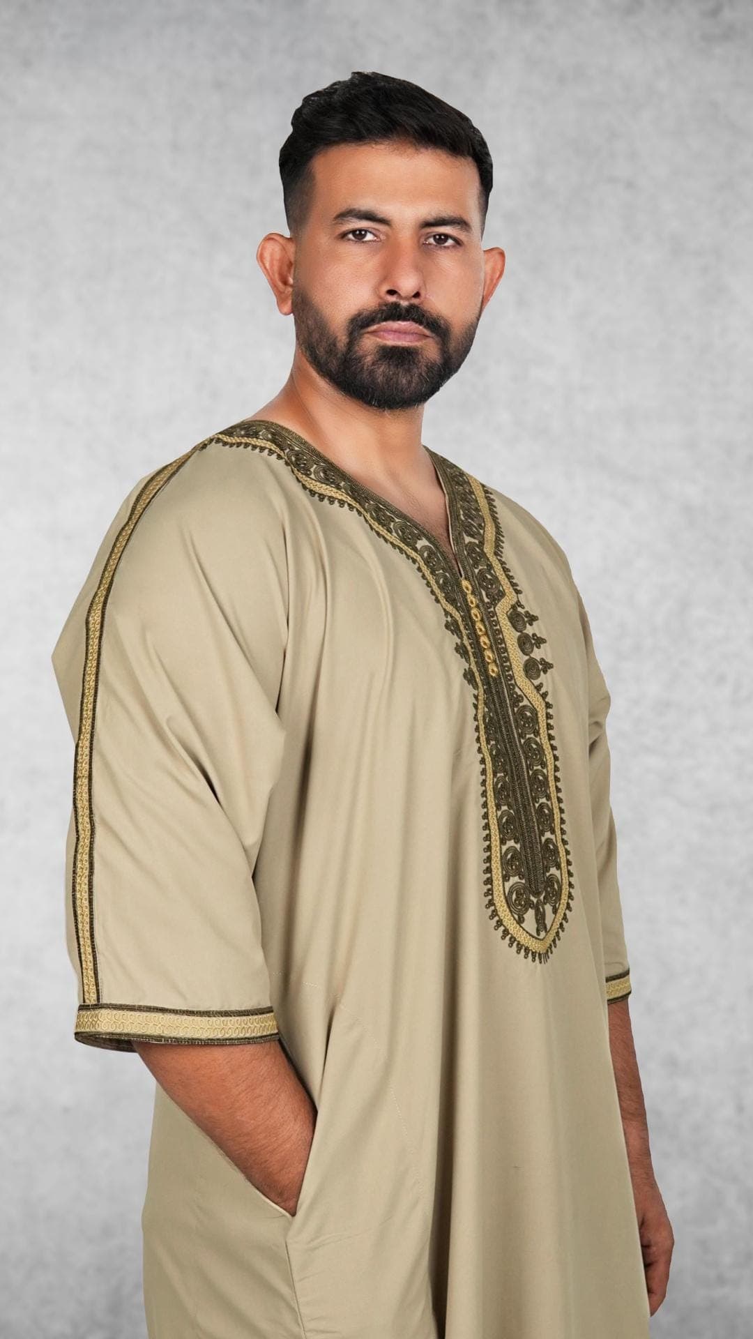 Men's Moroccan Thobe Djellaba, Full Sleeves, Kaftan Style - image 3