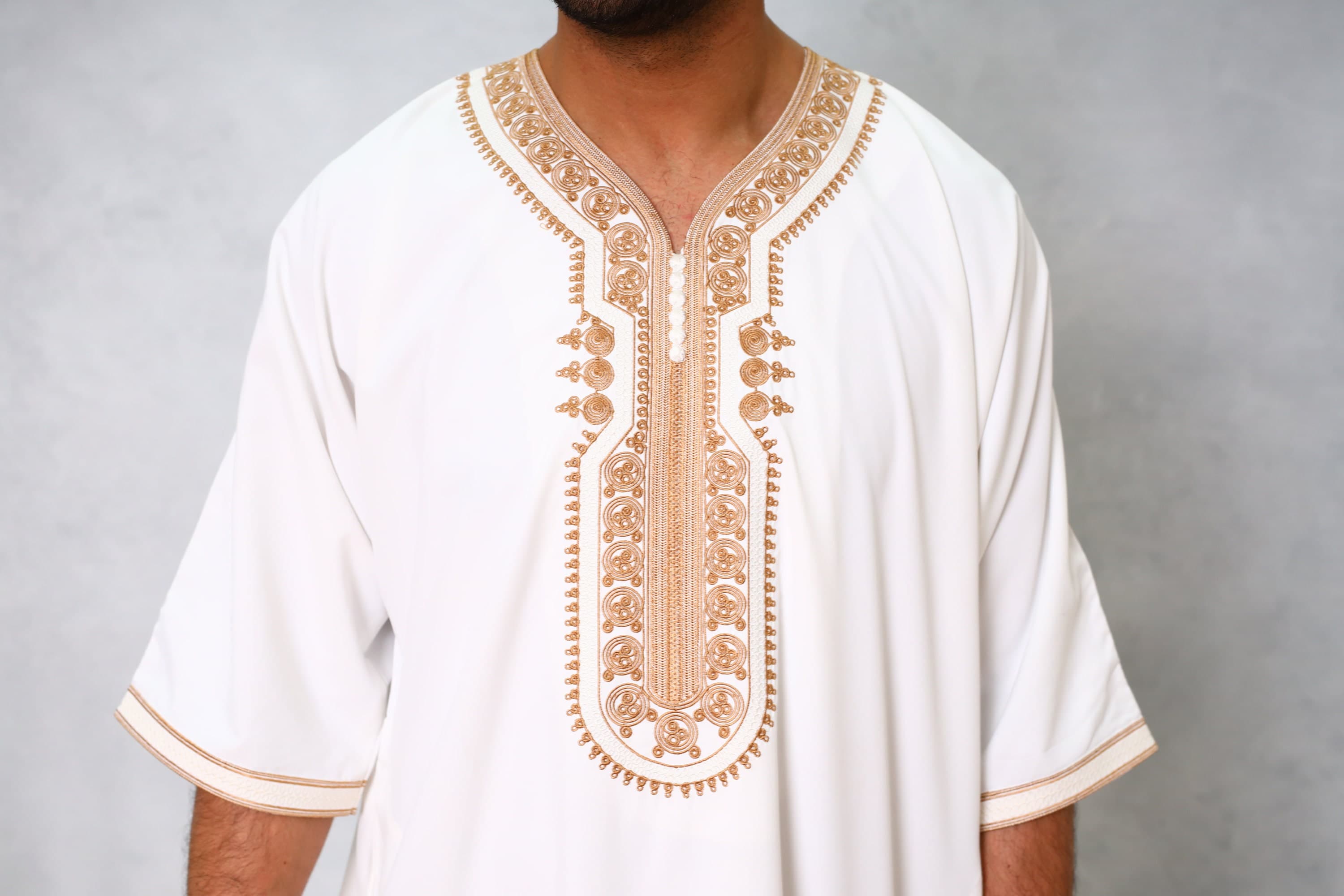 Moroccan Men's Jubbah Thobe, Embroidered Kaftan Style - image 4