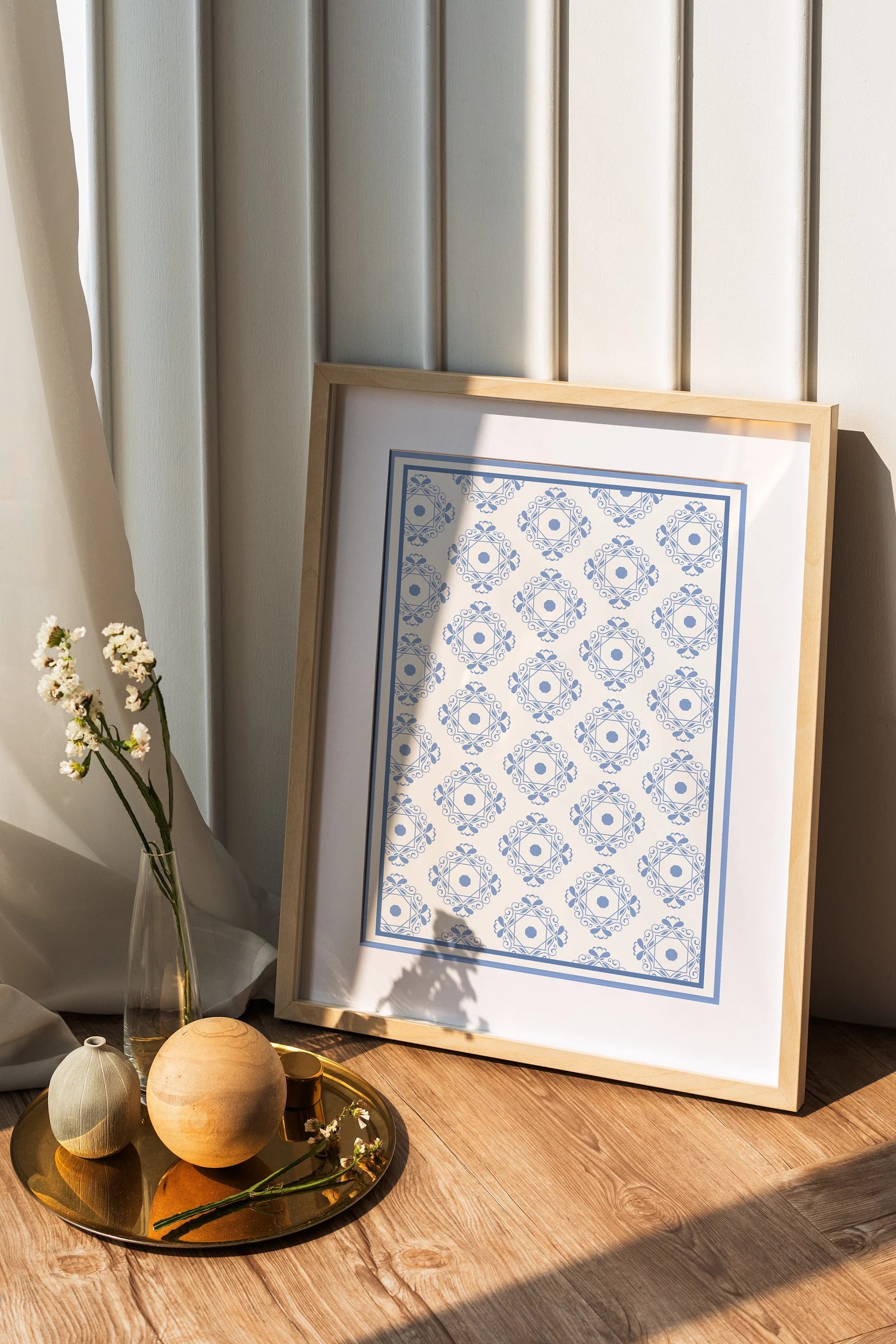Geometric Tile Pattern Print, Minimalist Islamic Art, Home Decor