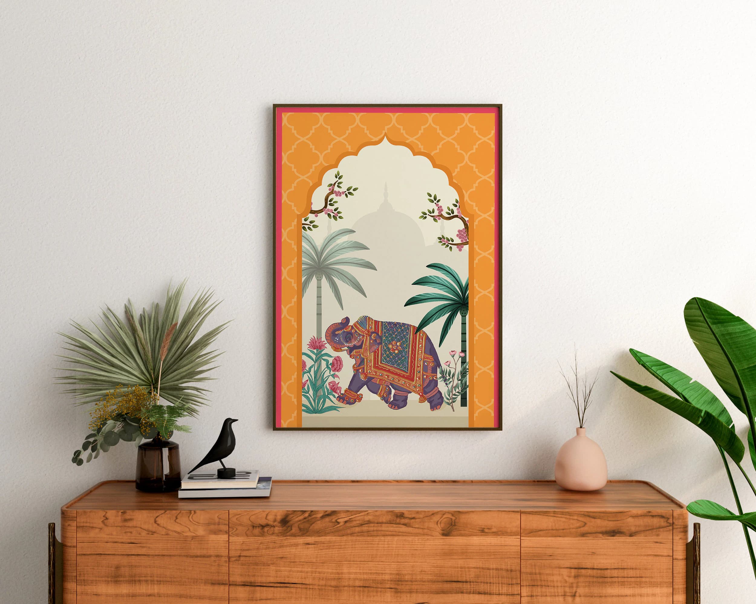Royal Elephant Wall Print, Indian Art, Home Decor, Mughal-Inspired Digital Art - image 3