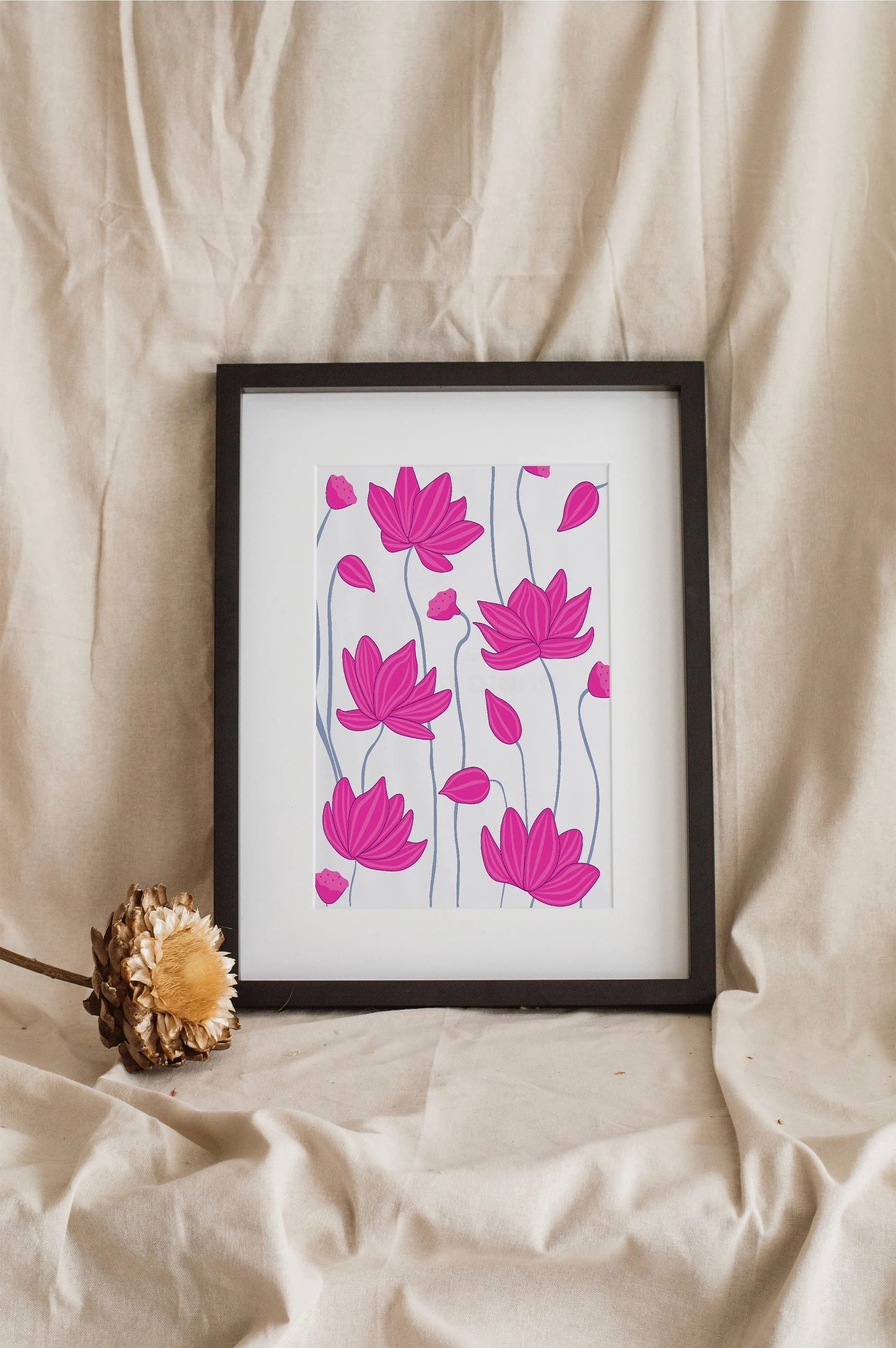 Lotus Flower Art Print: Indian Folk Pattern (Digital Download)