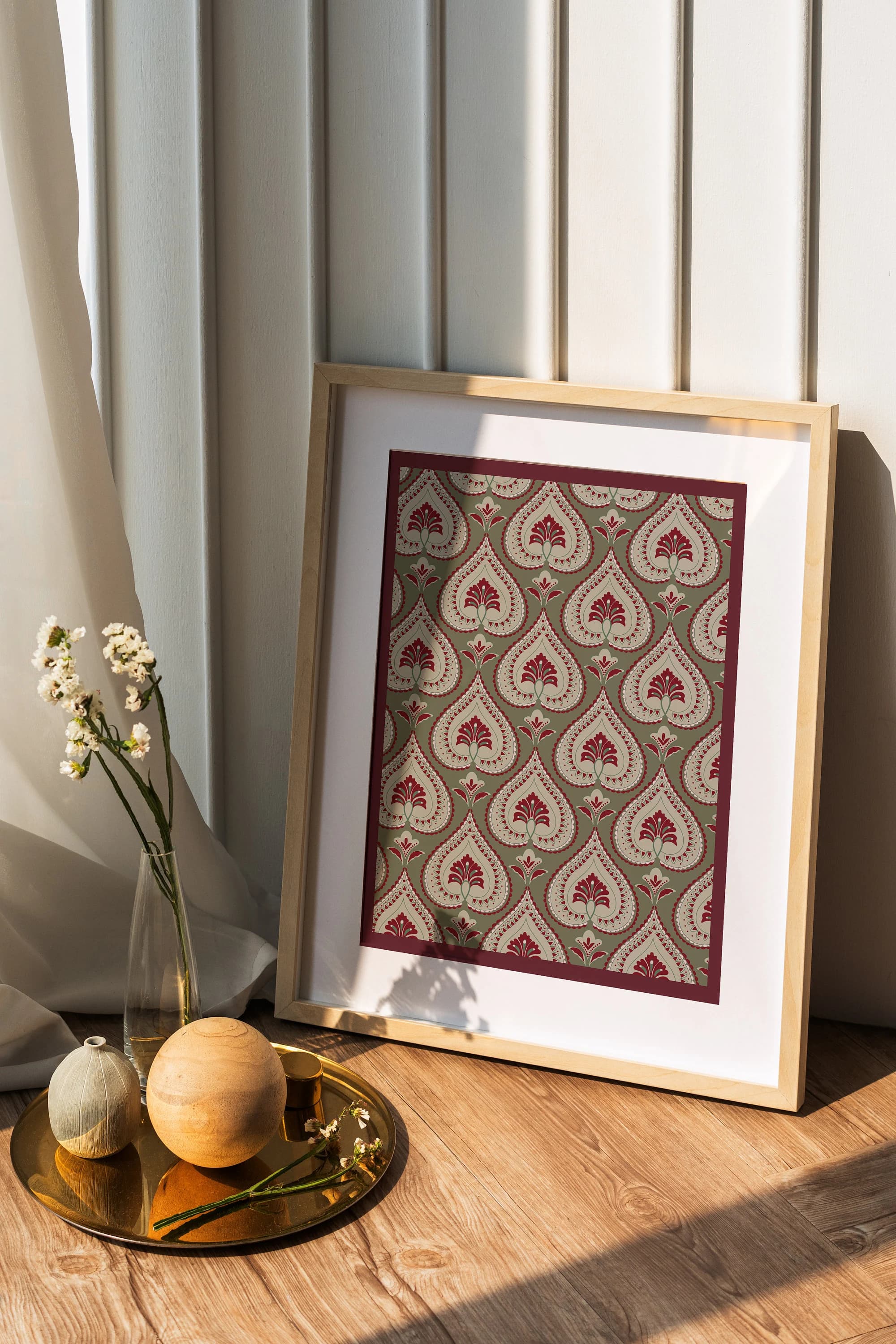 Indian Floral Art Print: Geometric Pattern Wall Decor (Digital Download) - image 4