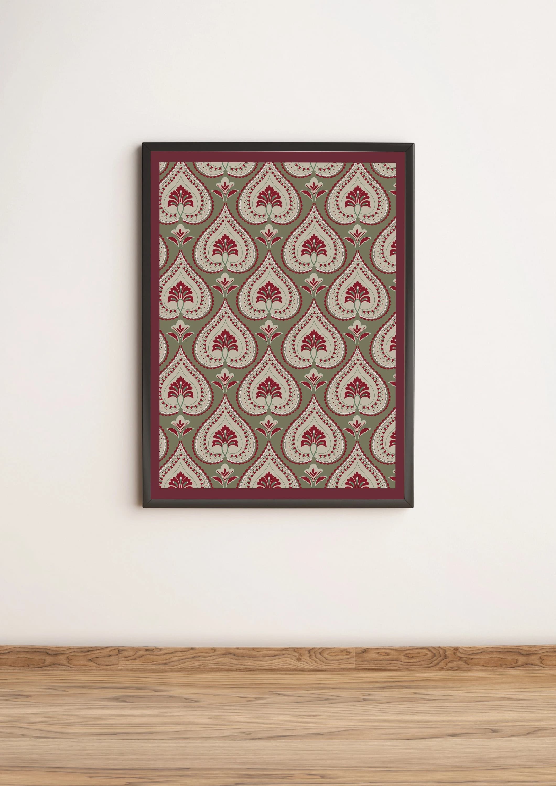 Indian Floral Art Print: Geometric Pattern Wall Decor (Digital Download)