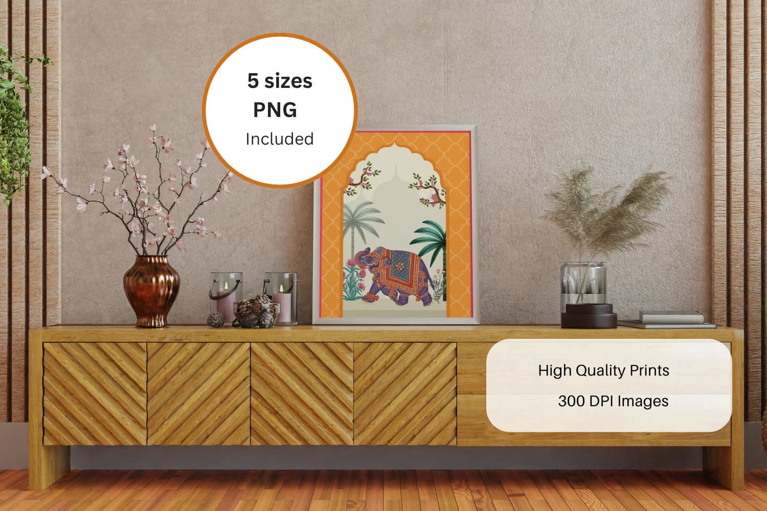 Royal Elephant Wall Print, Indian Art, Home Decor, Mughal-Inspired Digital Art - image 4