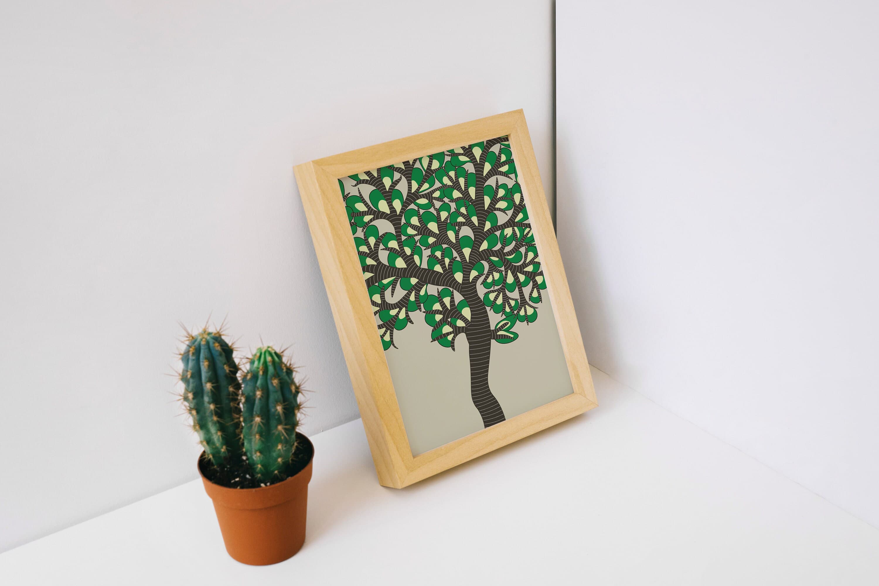 Indian Folk art home decor, wall prints inspired by Gond art style from India, Tree wall art DIY digital prints, botanical art wall decor - image 2