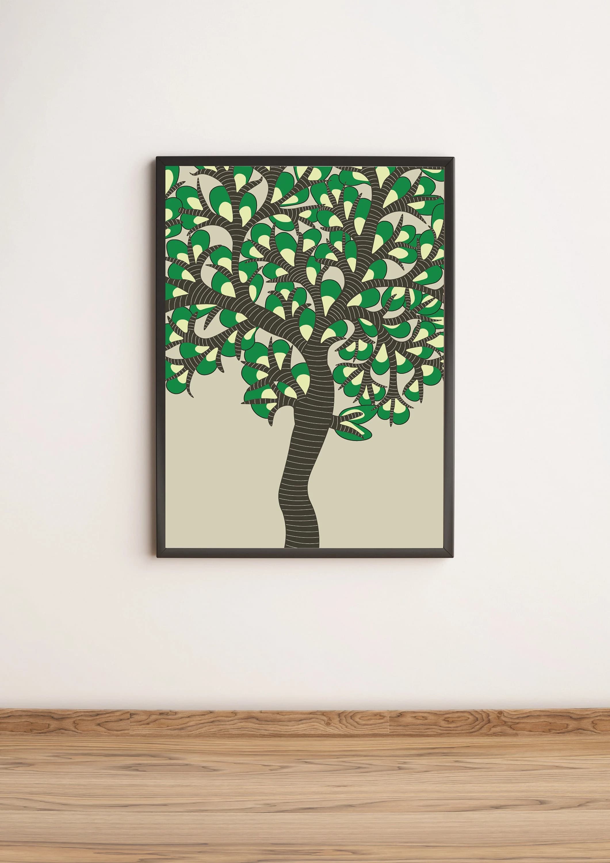 Indian Folk art home decor, wall prints inspired by Gond art style from India, Tree wall art DIY digital prints, botanical art wall decor