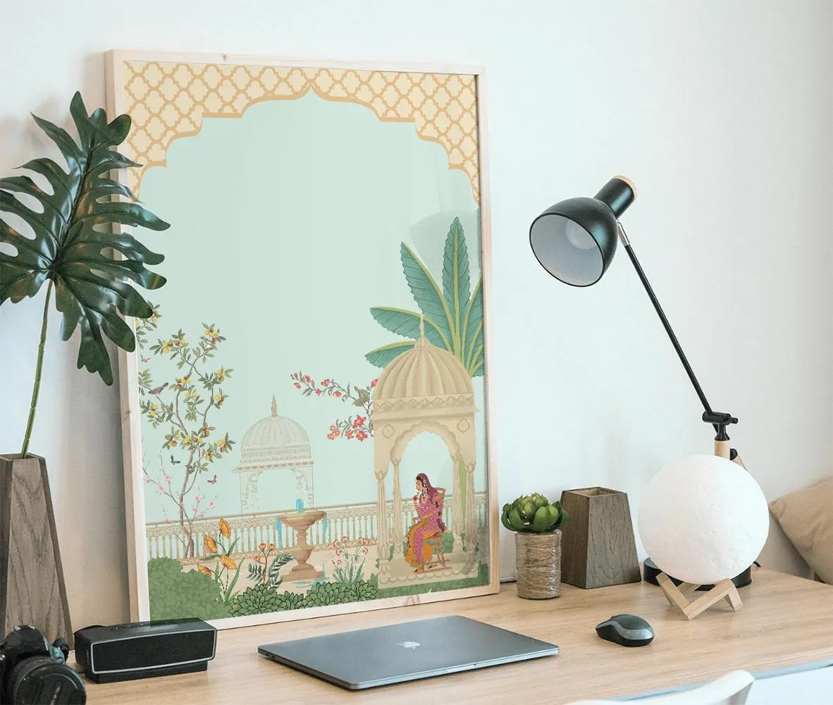 Indian palace art modern wall art for home, Mughal painting inspired, digital download prints - image 3
