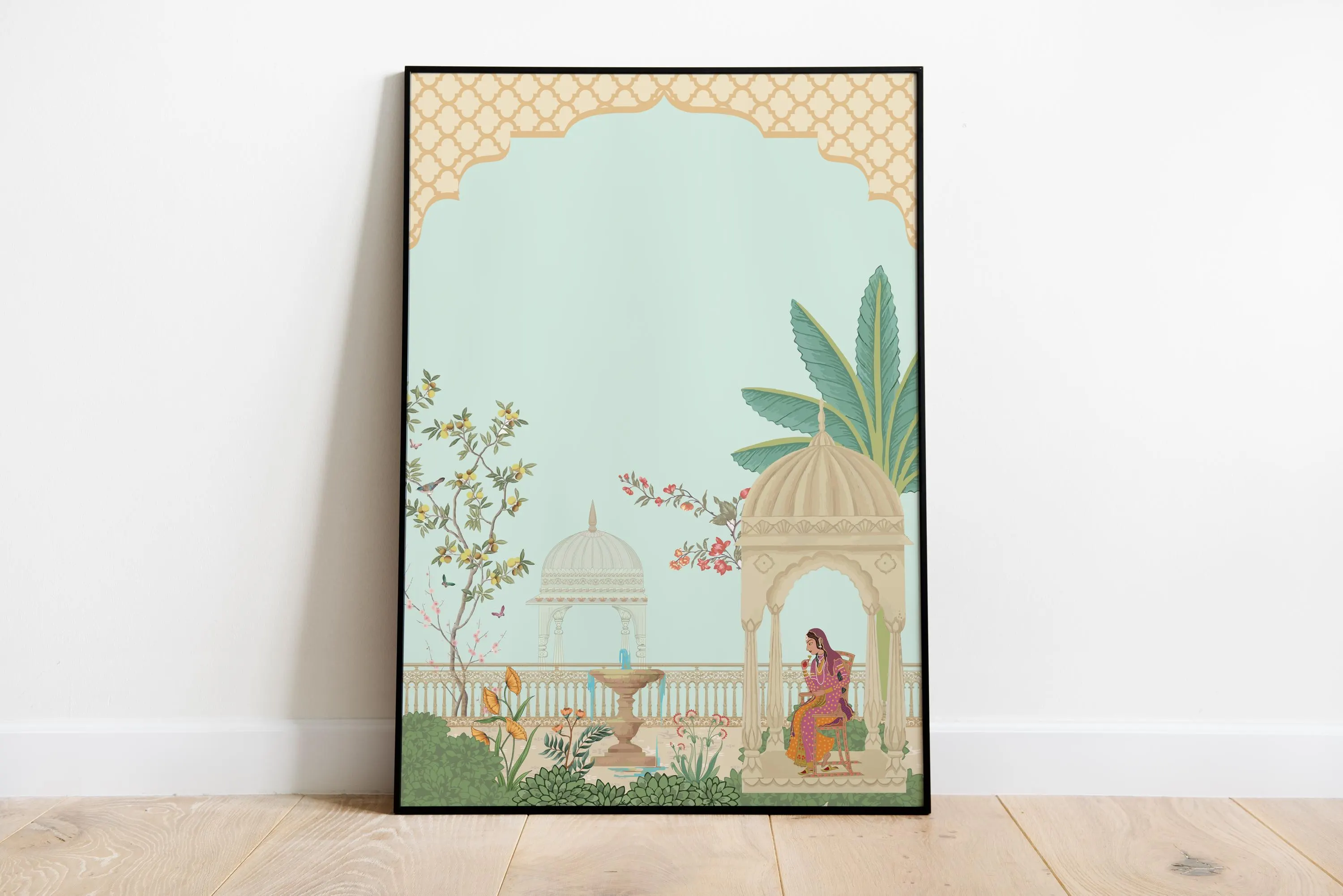 Indian palace art modern wall art for home, Mughal painting inspired, digital download prints