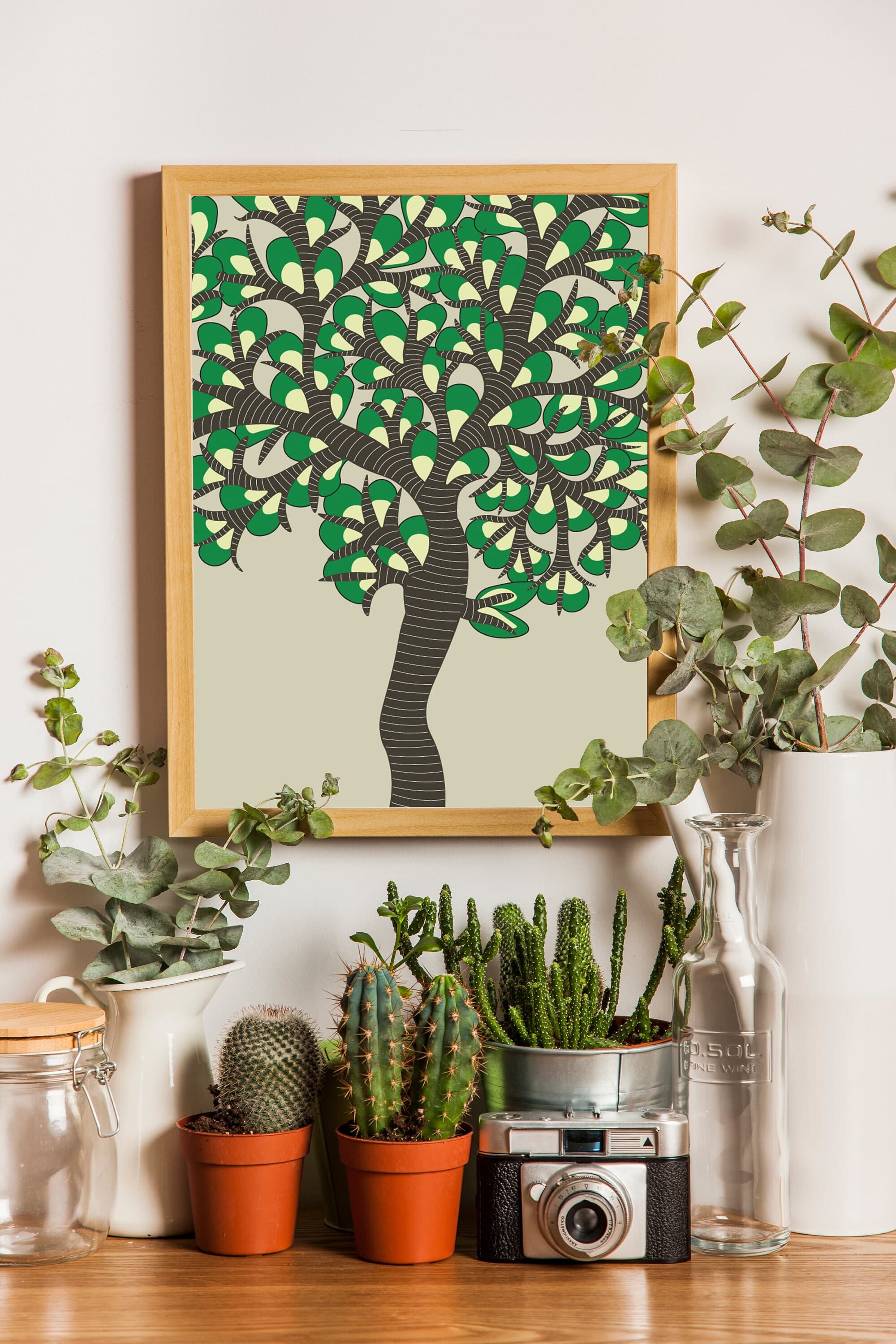 Indian Folk art home decor, wall prints inspired by Gond art style from India, Tree wall art DIY digital prints, botanical art wall decor - image 3