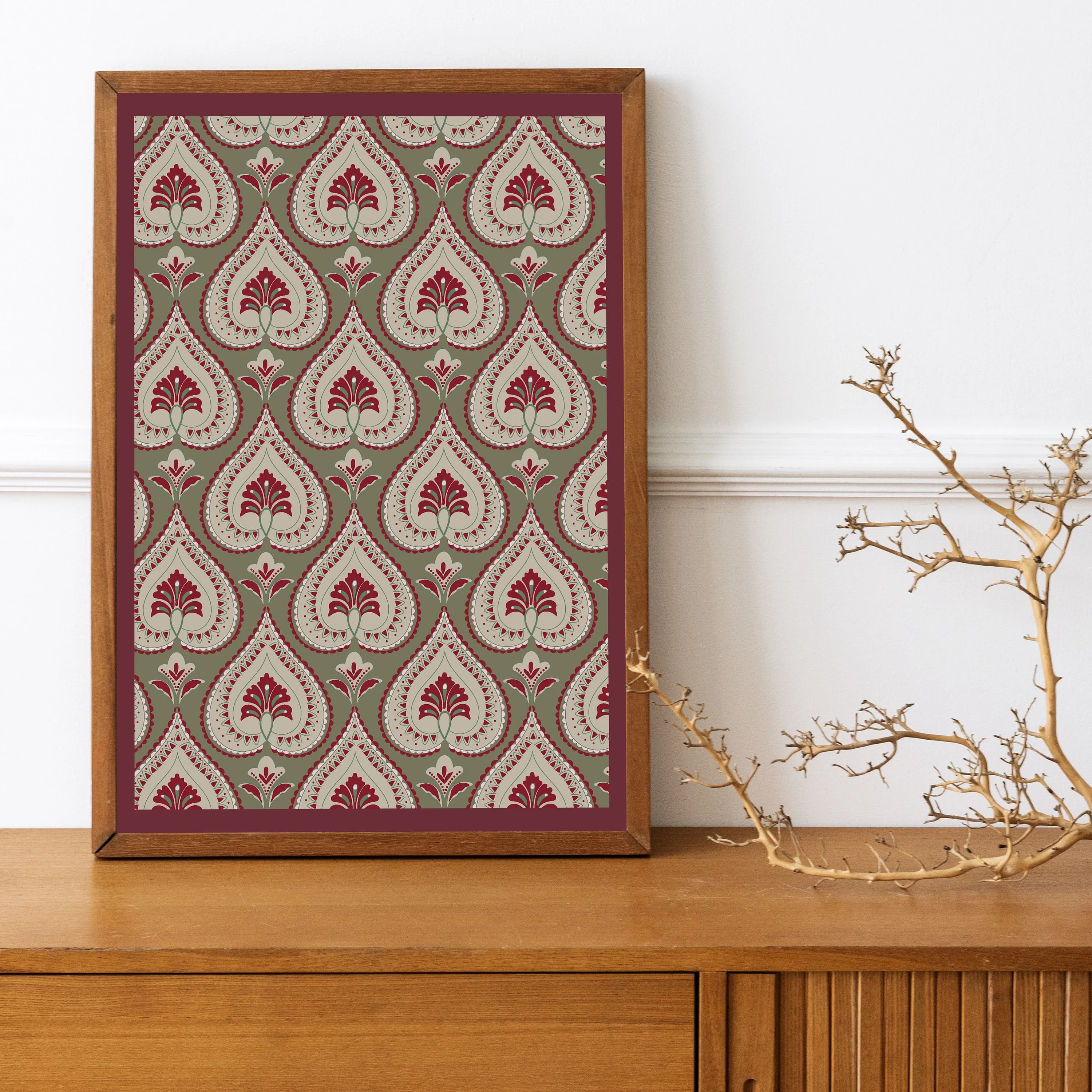 Indian Floral Art Print: Geometric Pattern Wall Decor (Digital Download) - image 5