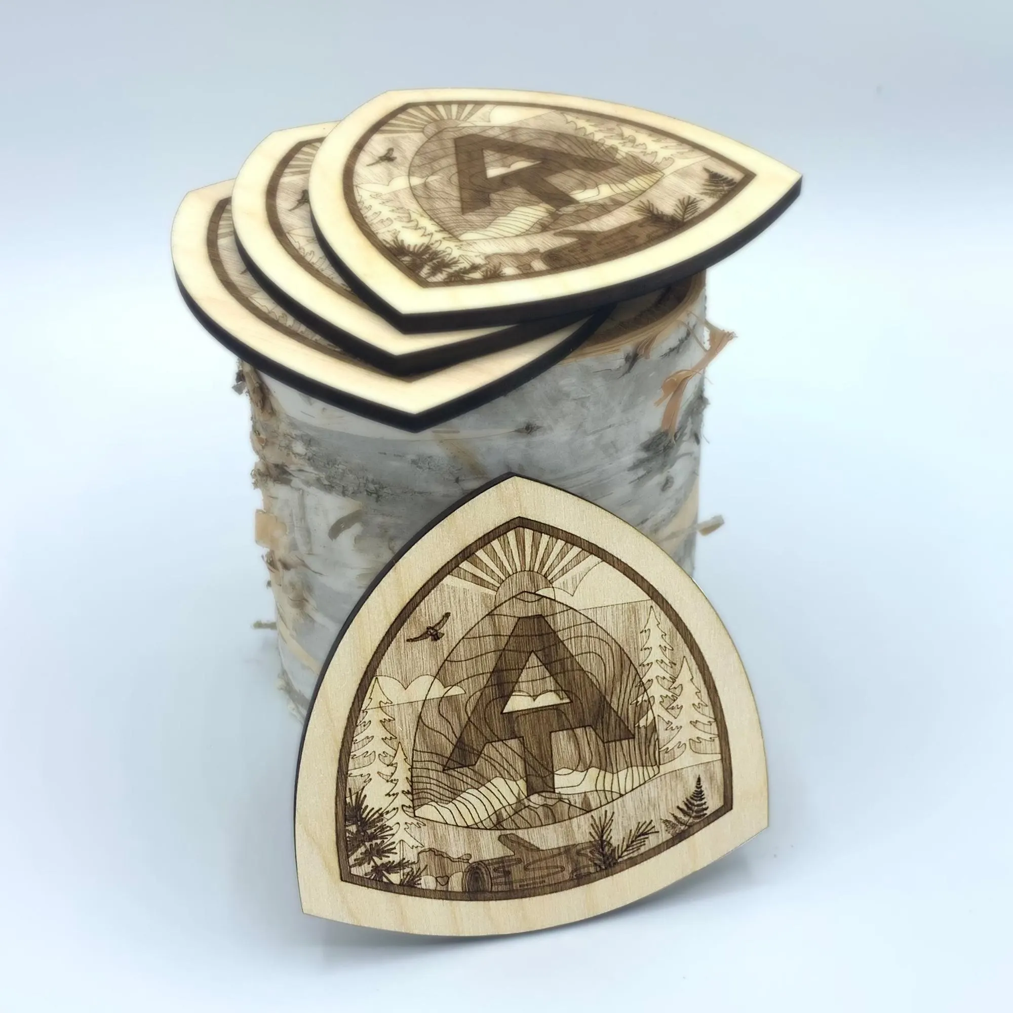 Appalachian Trail Coaster Set of 4 - Laser Engraved Hiking Coasters