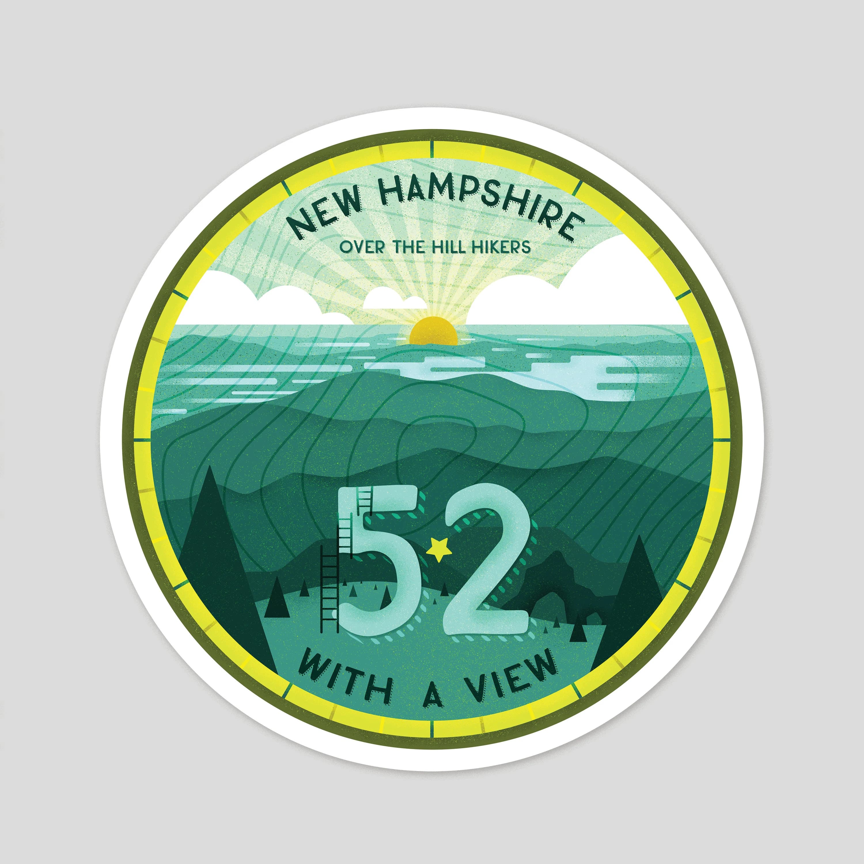 52 With A View | New Hampshire White Mountains, NH Sticker, Over the Hill Hikers, Vinyl Sticker - image 2