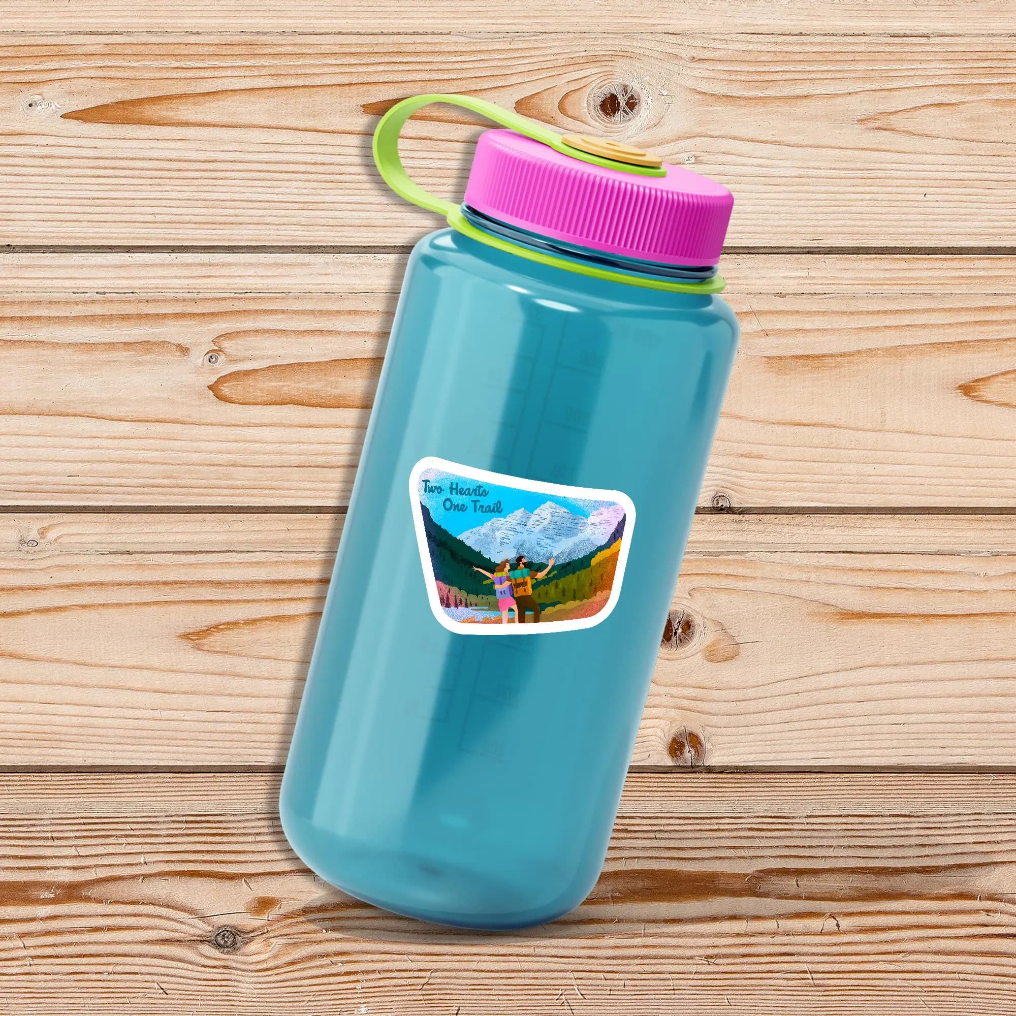 Two Hearts, One Trail - Hiker Valentine - Hiker Engagement Gift - Waterproof Vinyl Sticker - image 5
