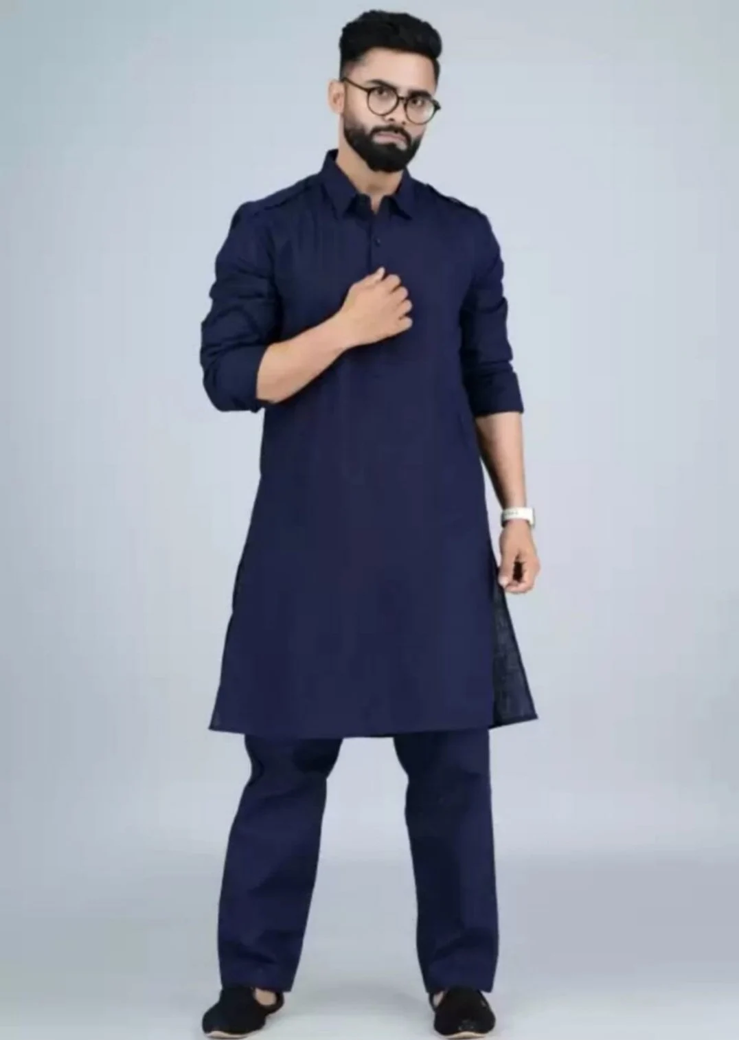 Mens Pathani kurta Cotton kurta Pajama set, Indian wedding Outfit Green color,