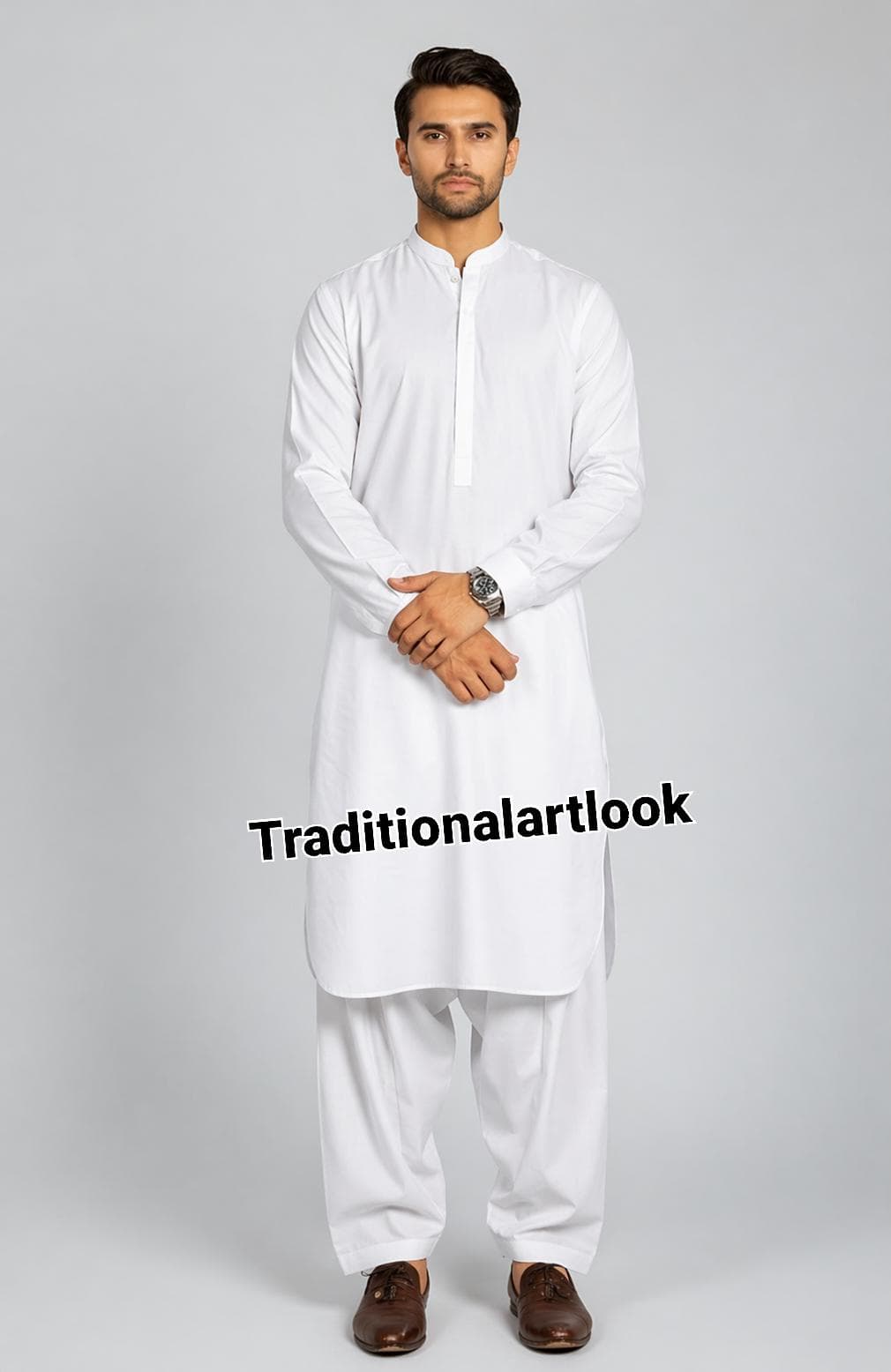 Man Cotton Salwar Kamiz / Indian Wedding Outfit, White color Styles Eid Outfit