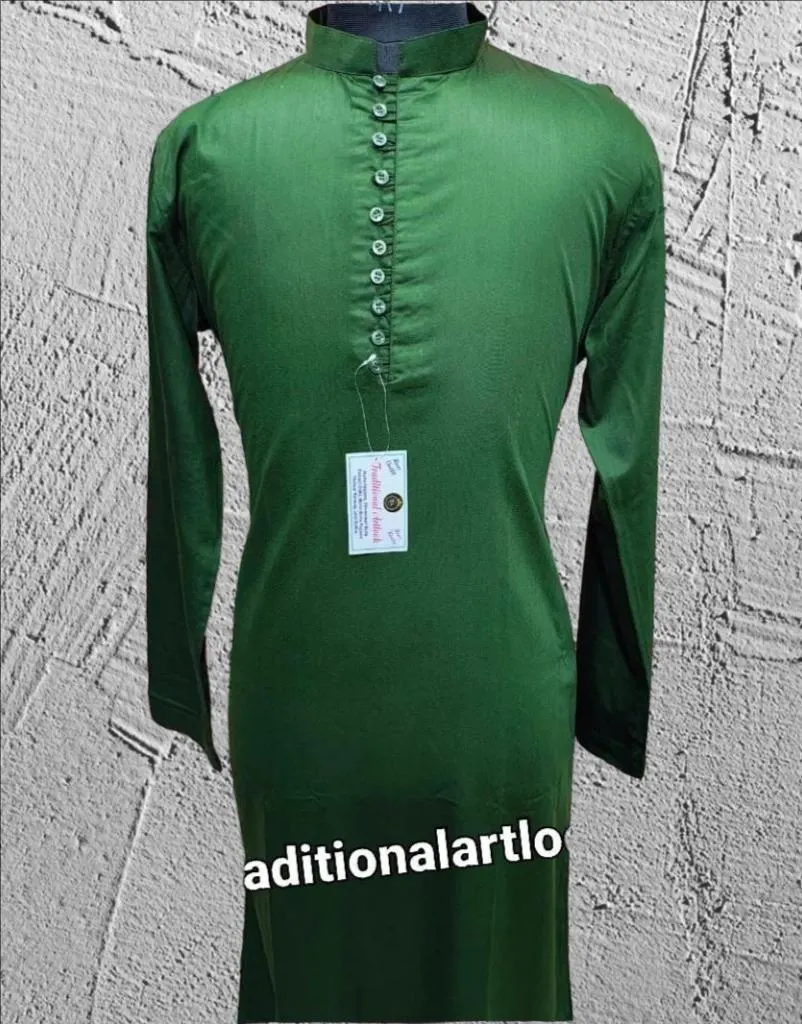 Jubba Man Omani Thobe with Front Zip -Green color Comfortable Kaftan, - image 2