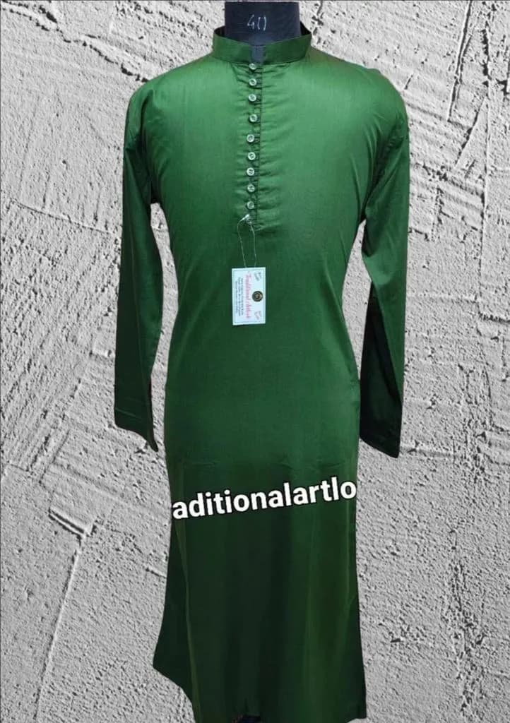 Jubba Man Omani Thobe with Front Zip -Green color Comfortable Kaftan, - image 3