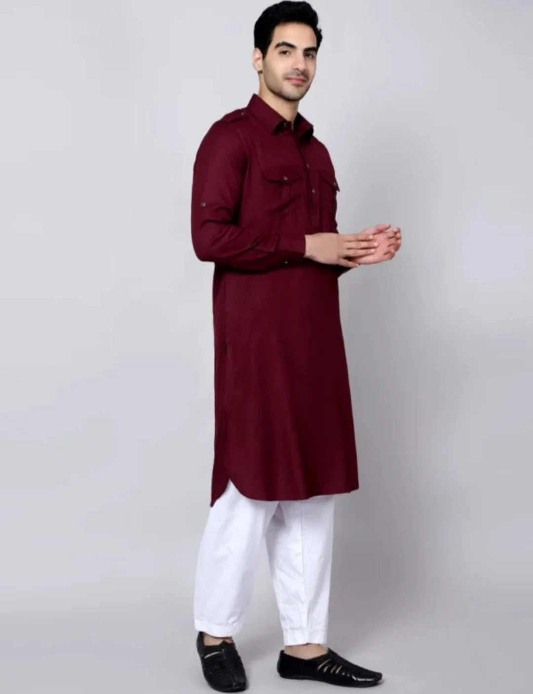 Men's Cotton Blend Kurta Pajama Set Indian Wedding Outfit for men, - image 2