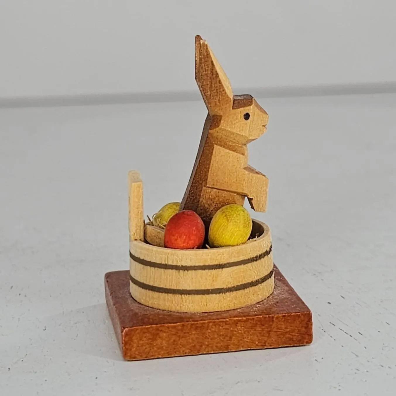 Vintage Erzgebirge Emil Helbig Easter Bunny Egg Nest Wood Carved Miniature - image 4