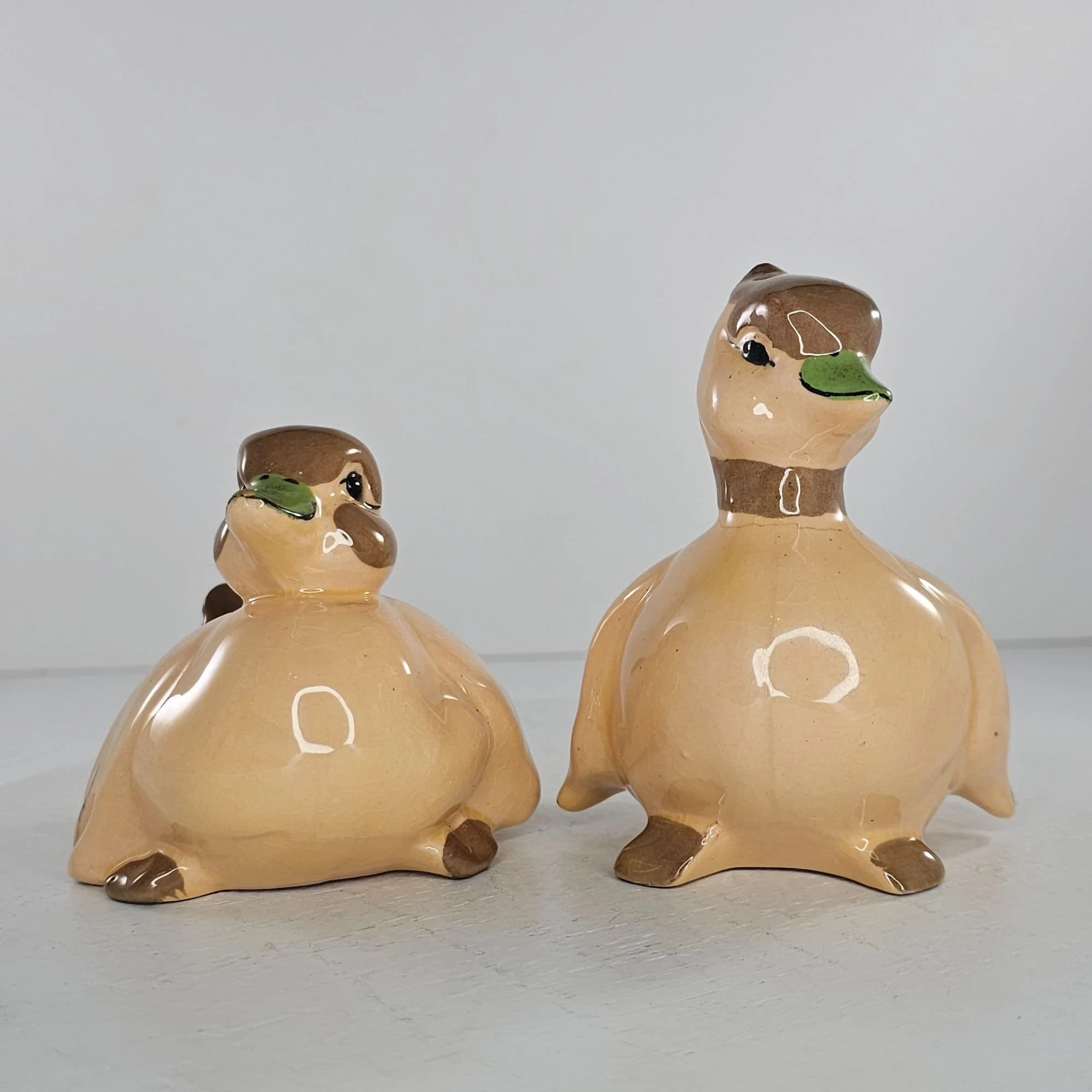 Vintage Kay Finch Duckling Pair Jeep Peep Brown Tan Hand Signed *Repaired* - image 4