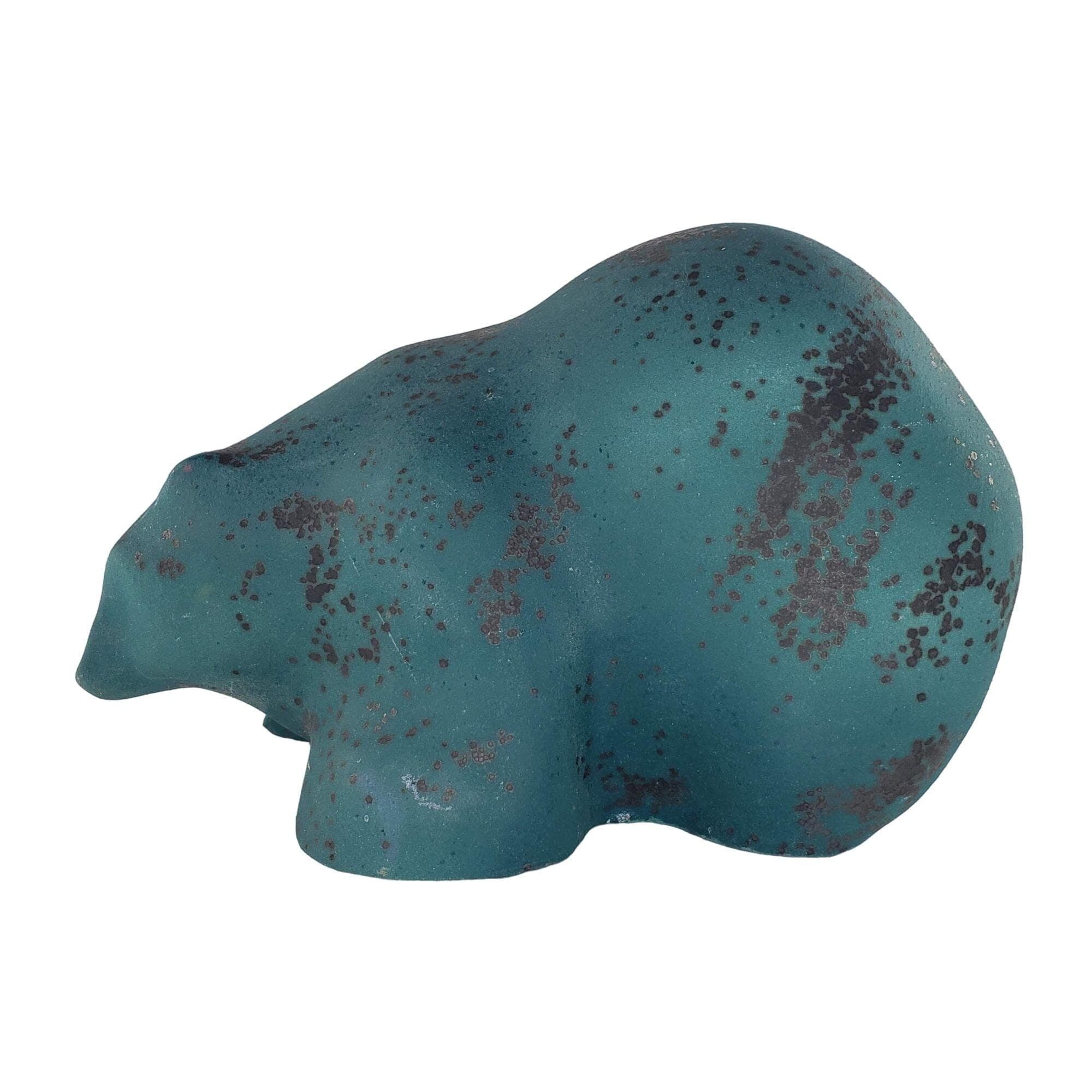 Foss Creek Pottery Tony Evans Bear Raku Green Black 10"