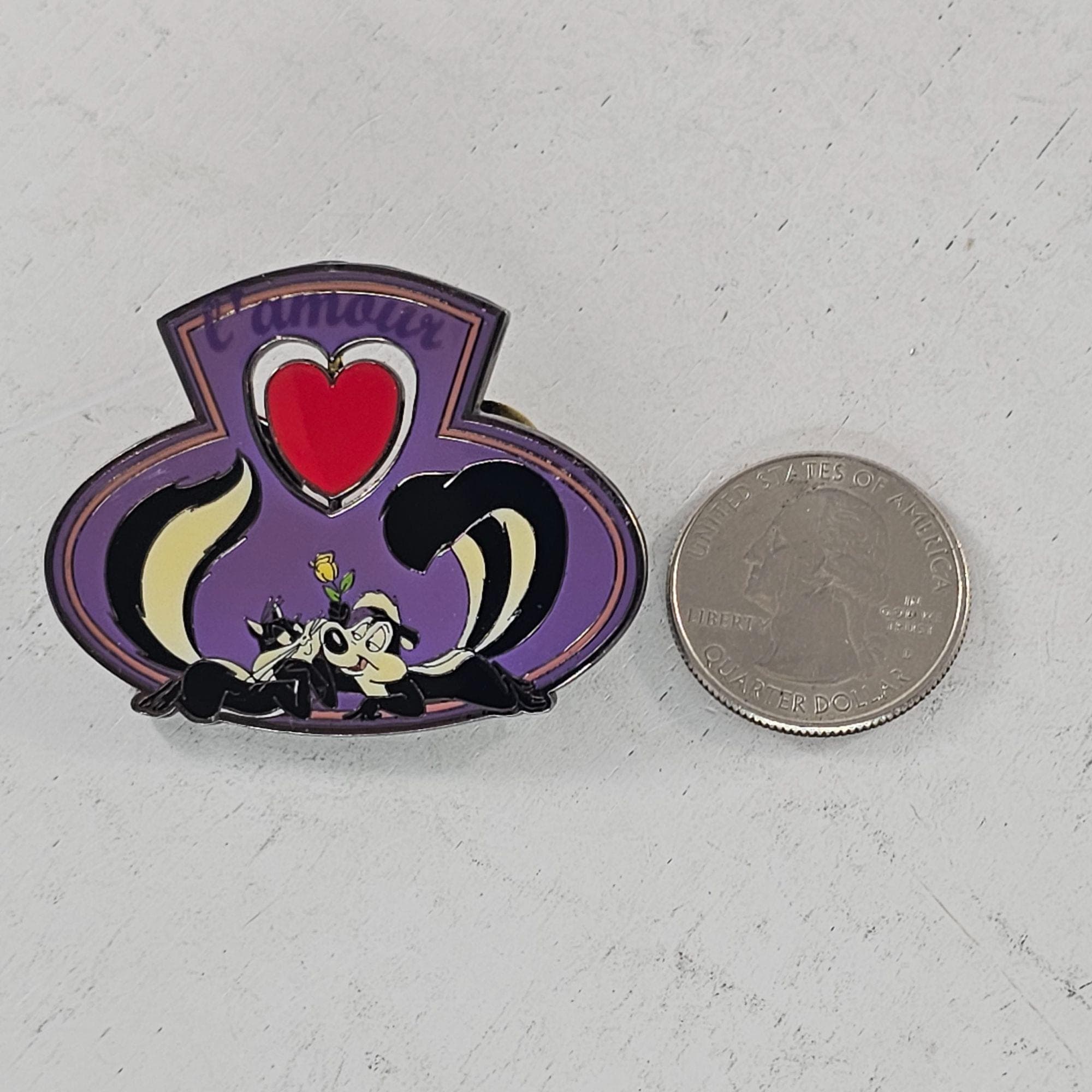 Looney Tunes Pepe Le Pew L'Amour Enamel Pin With Heart Design - image 4