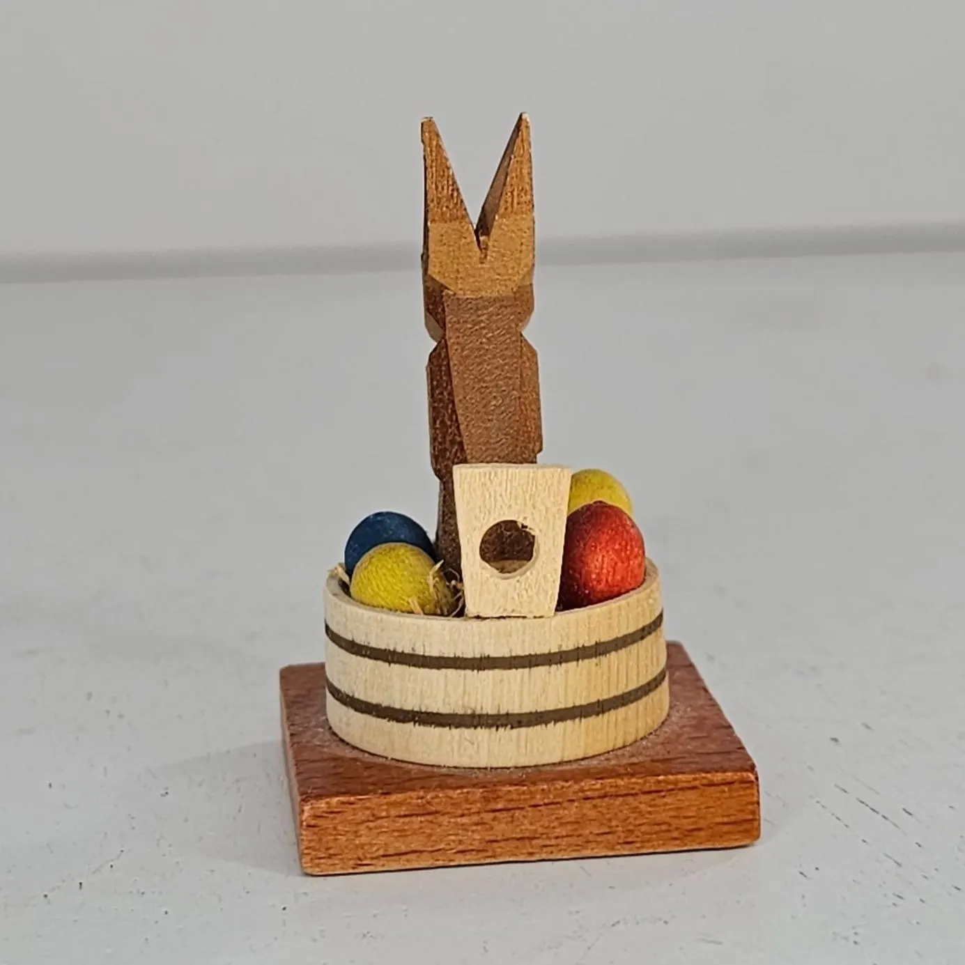Vintage Erzgebirge Emil Helbig Easter Bunny Egg Nest Wood Carved Miniature - image 5