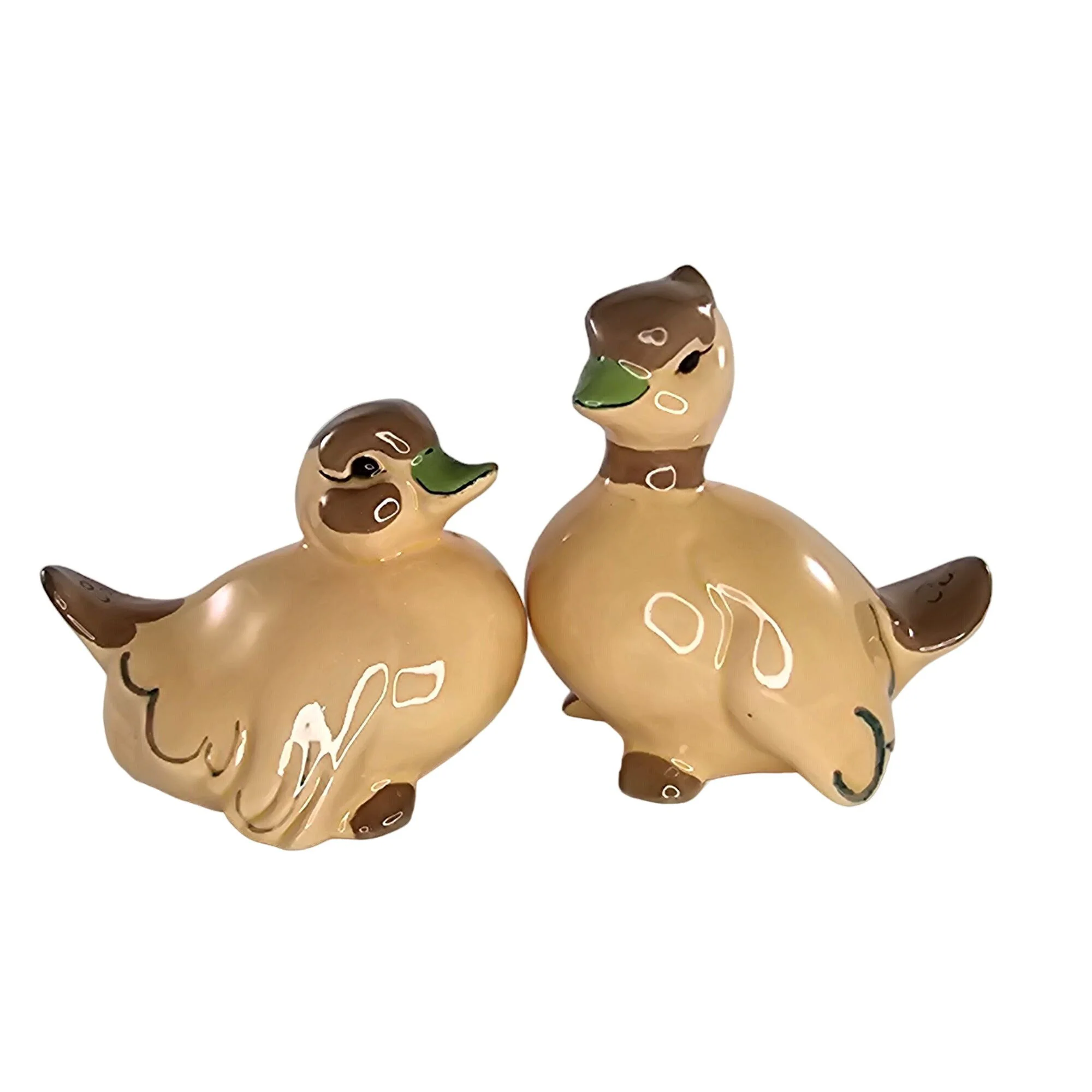 Vintage Kay Finch Duckling Pair Jeep Peep Brown Tan Hand Signed *Repaired*