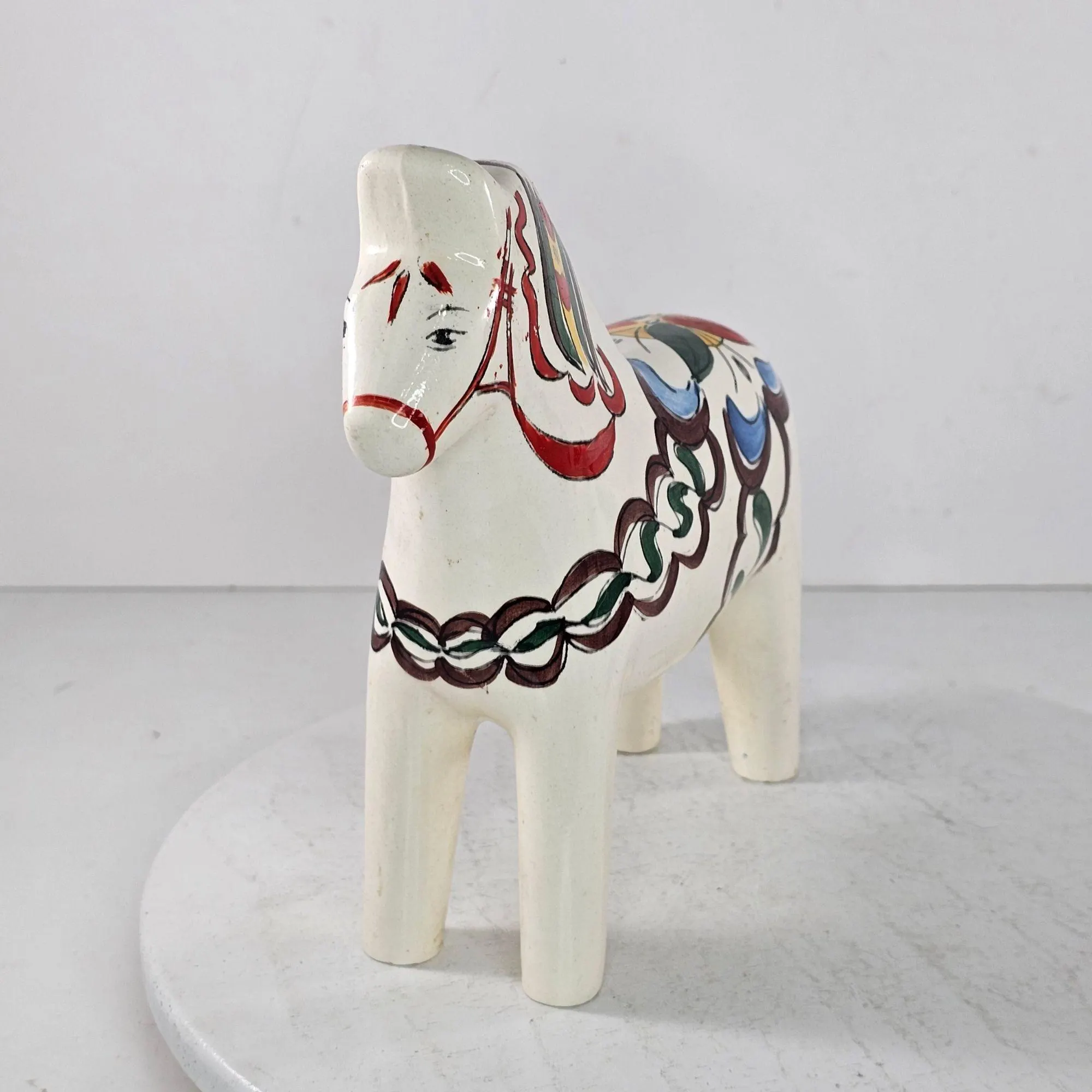 Scandia Dala Horse Figurine Ceramic Hand Painted Brazil 6.5" Vintage 1970s - image 3