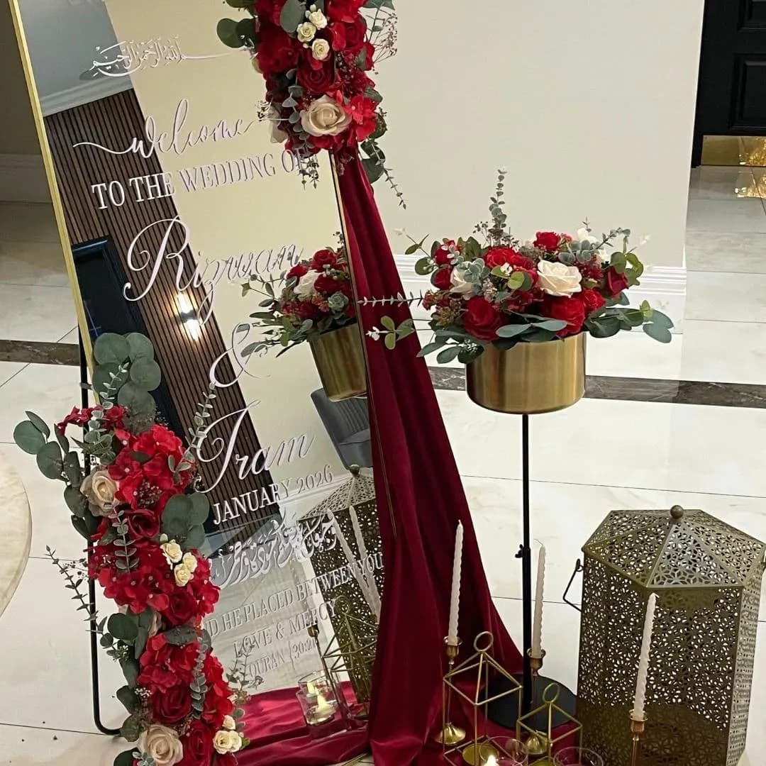 Welcome Wedding Sign Decal - Islamic Nikkah Mirror Vinyl - Bismillah & Quran Verse, Personalisable - image 3