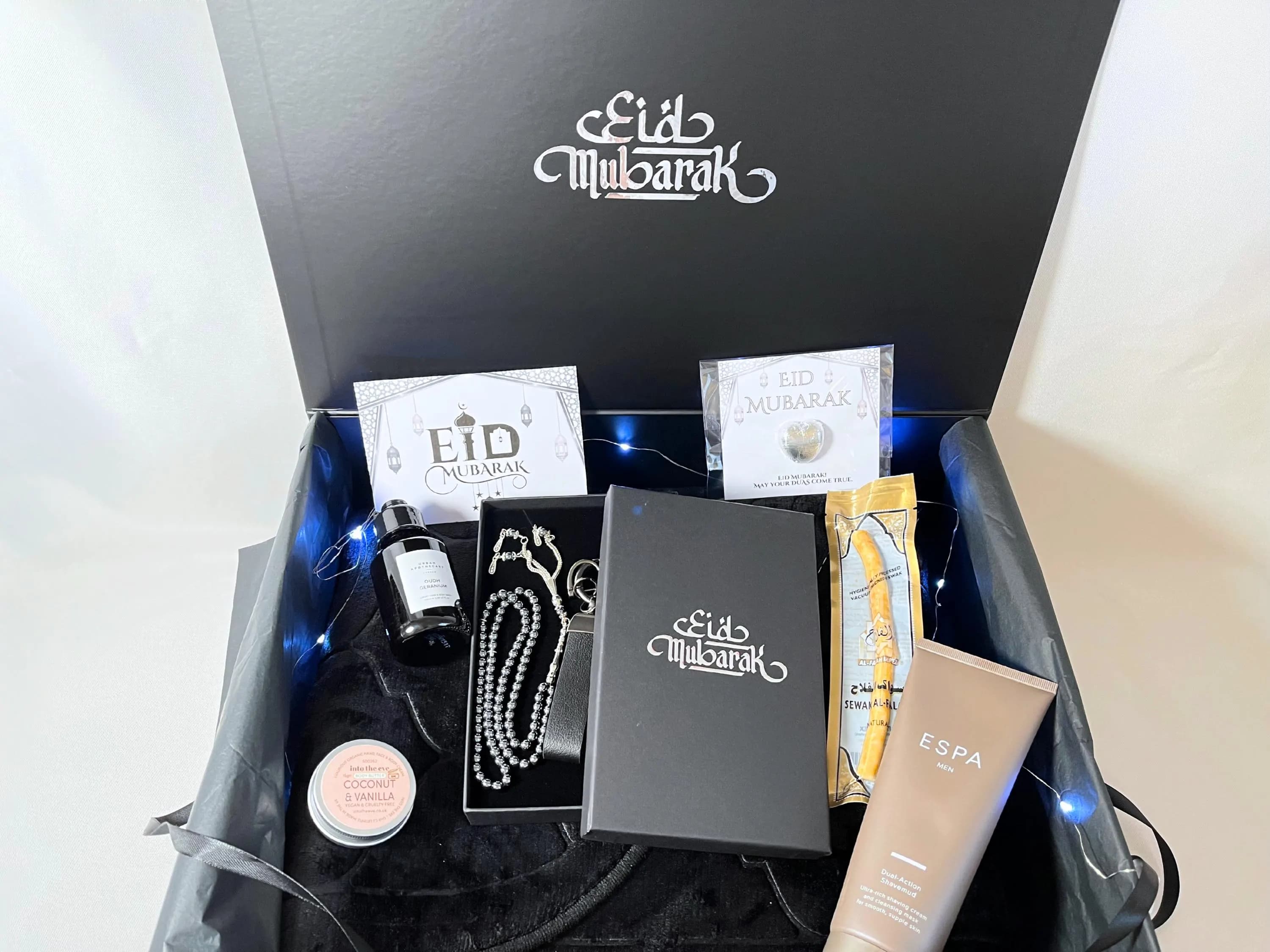 Personalized Islamic Gift Box for Men: Prayer Mat, Tasbeeh, Self-Care Set