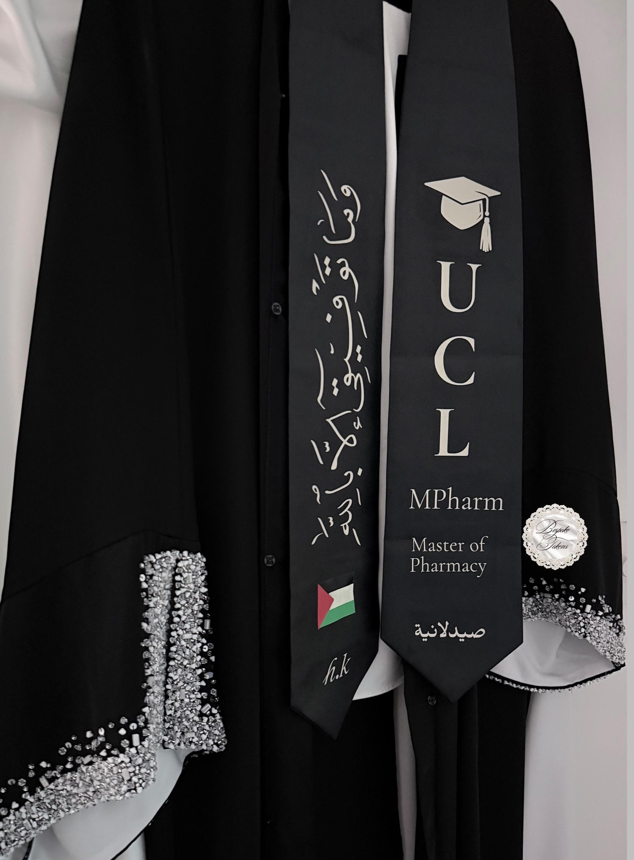 Custom Graduation Sash – Satin Stole with Arabic Calligraphy, Name & Country Flag - image 4