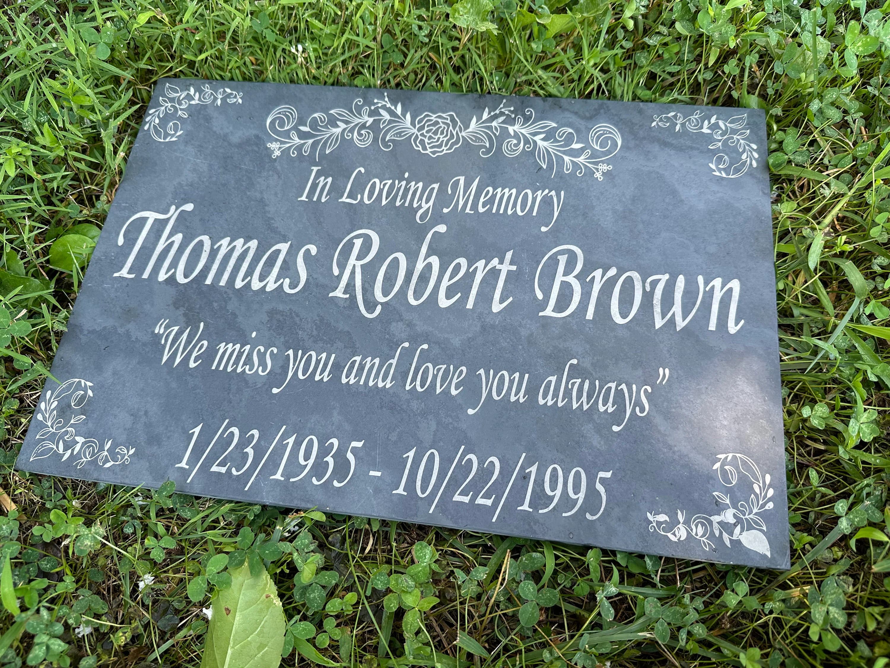 Memorial Stone Gray Slate for Mom Dad, Personalized In Loving Memory Memorial Stone, Engraved Custom Memorial Plaque, Custom Grave Marker
