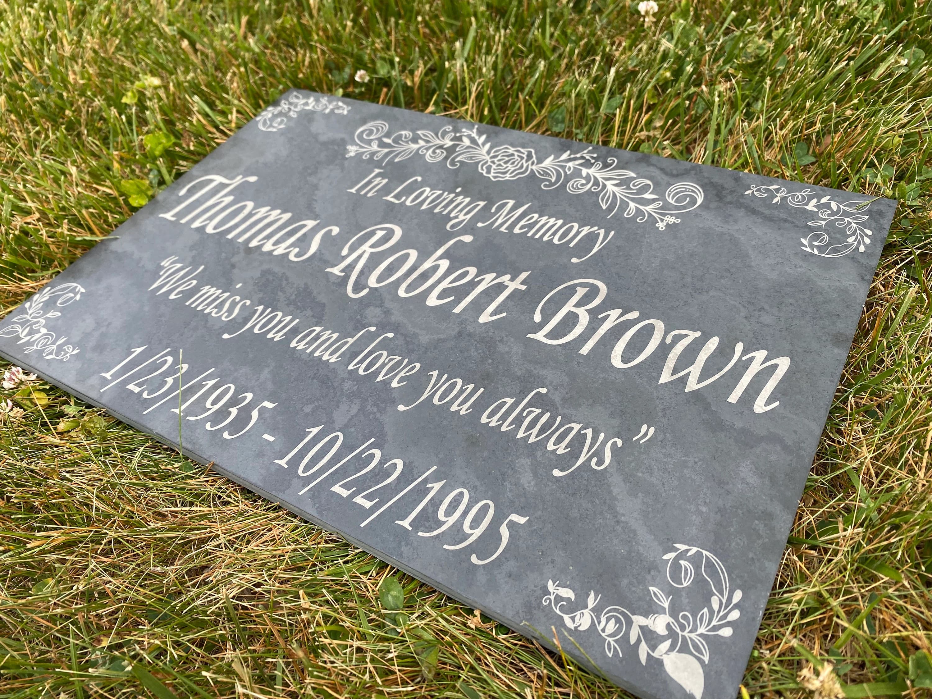 Memorial Stone Gray Slate for Mom Dad, Personalized In Loving Memory Memorial Stone, Engraved Custom Memorial Plaque, Custom Grave Marker - image 5