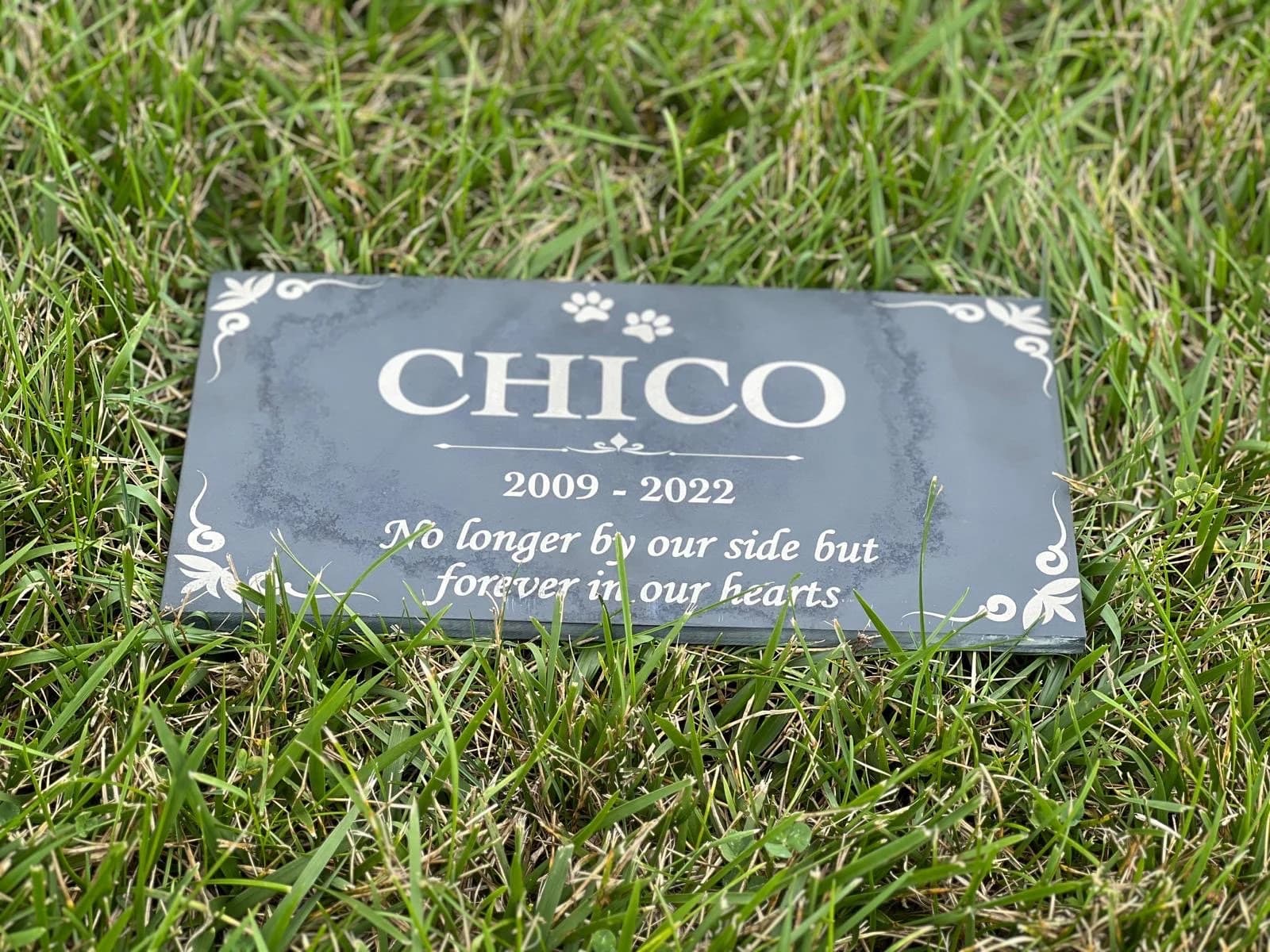 Pet Memorial Stone Dog, Personalized Engraved Dog Cat Memorial Stone, Gray Slate Stone Pet Grave, Slate Pet Headstone, Dog Cat Grave Stone - image 3