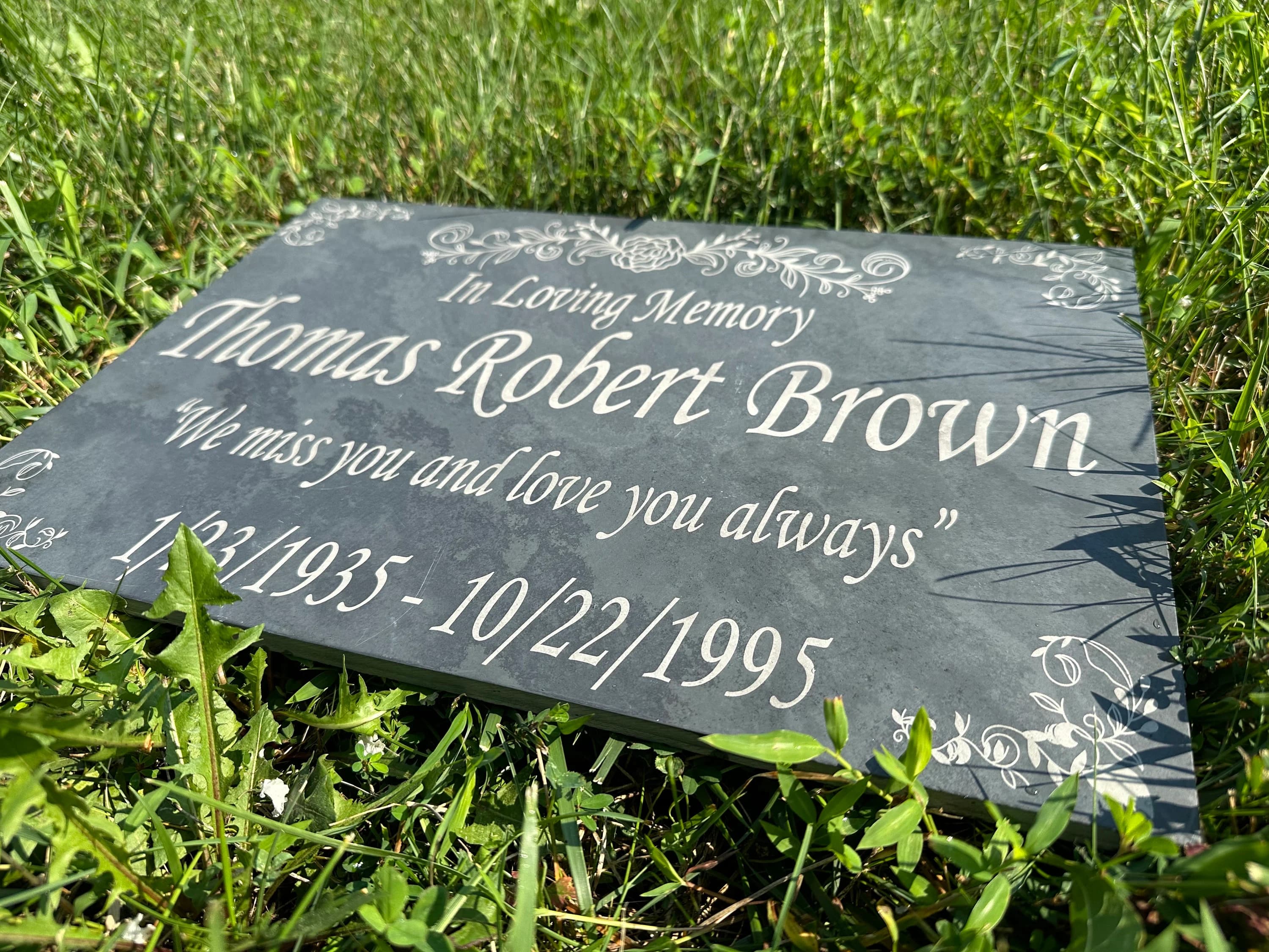 Memorial Stone Gray Slate for Mom Dad, Personalized In Loving Memory Memorial Stone, Engraved Custom Memorial Plaque, Custom Grave Marker - image 4