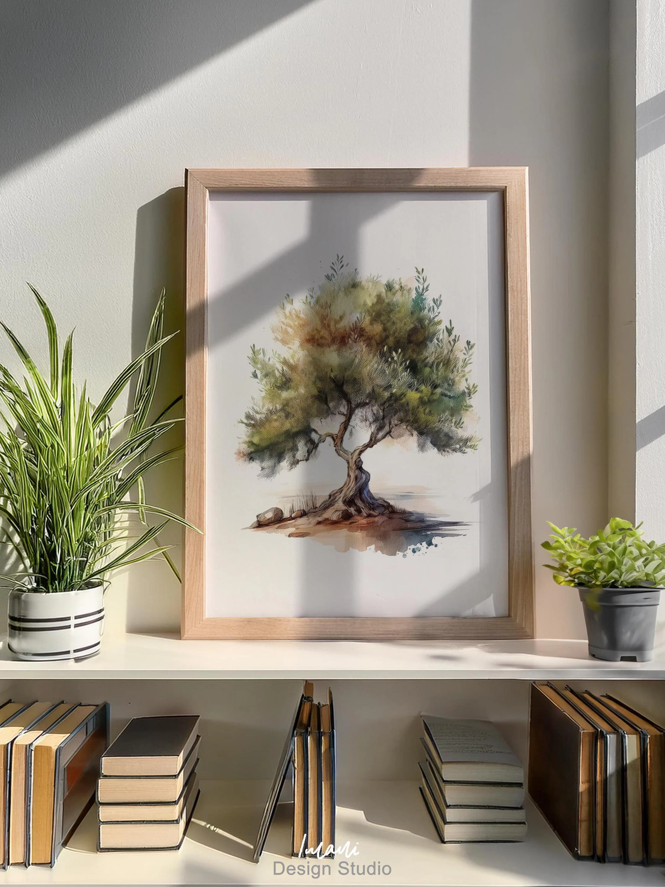 Islamic Palestine Wall Art Digital Print Palestine Olive Tree Artwork For Living Room Muslim Art Poster Watercolour Painting Islamic Gift