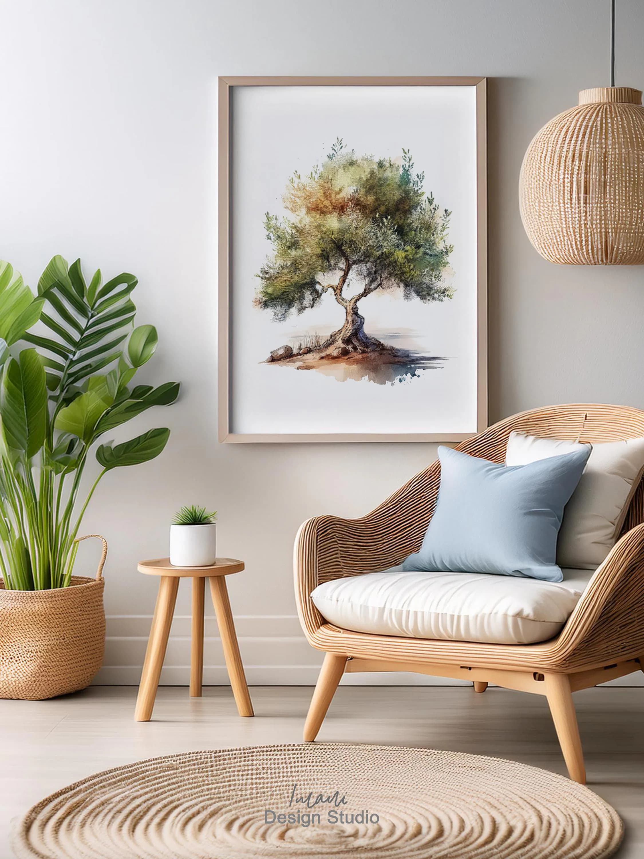Islamic Palestine Wall Art Digital Print Palestine Olive Tree Artwork For Living Room Muslim Art Poster Watercolour Painting Islamic Gift