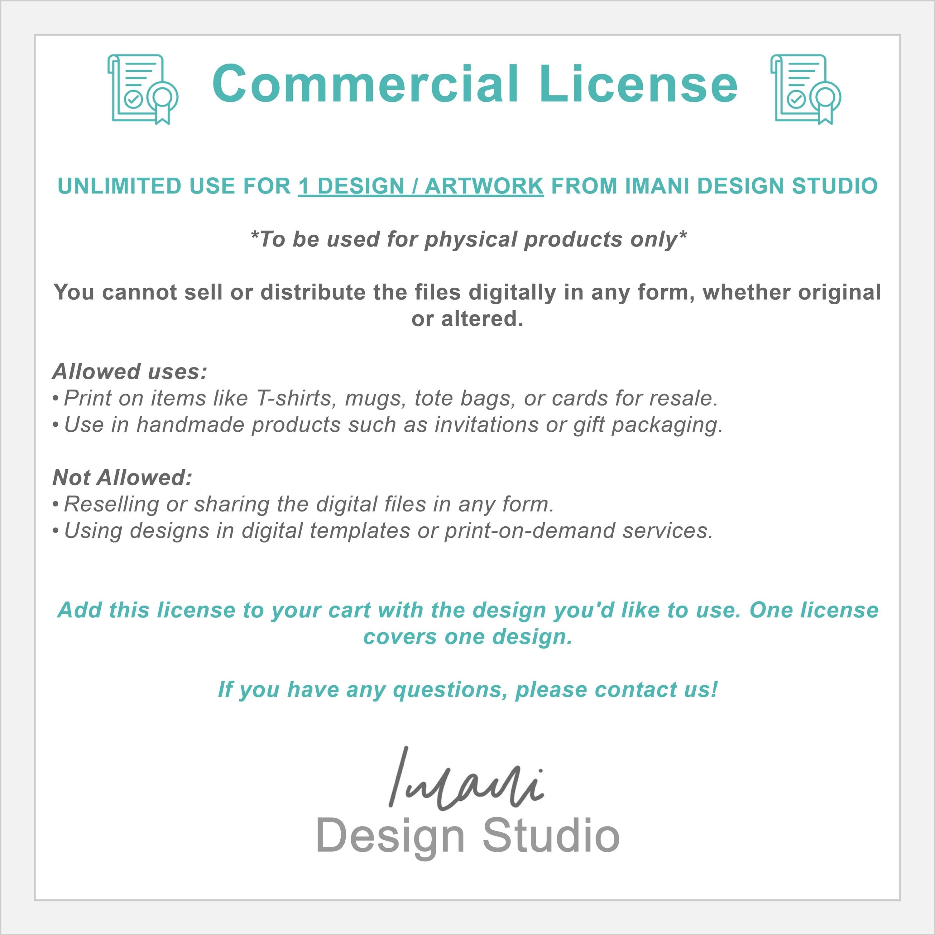 ImaniDesignStudio Commercial License Digital Download License For Patterns And Designs Editable Files For Personal And Business Use